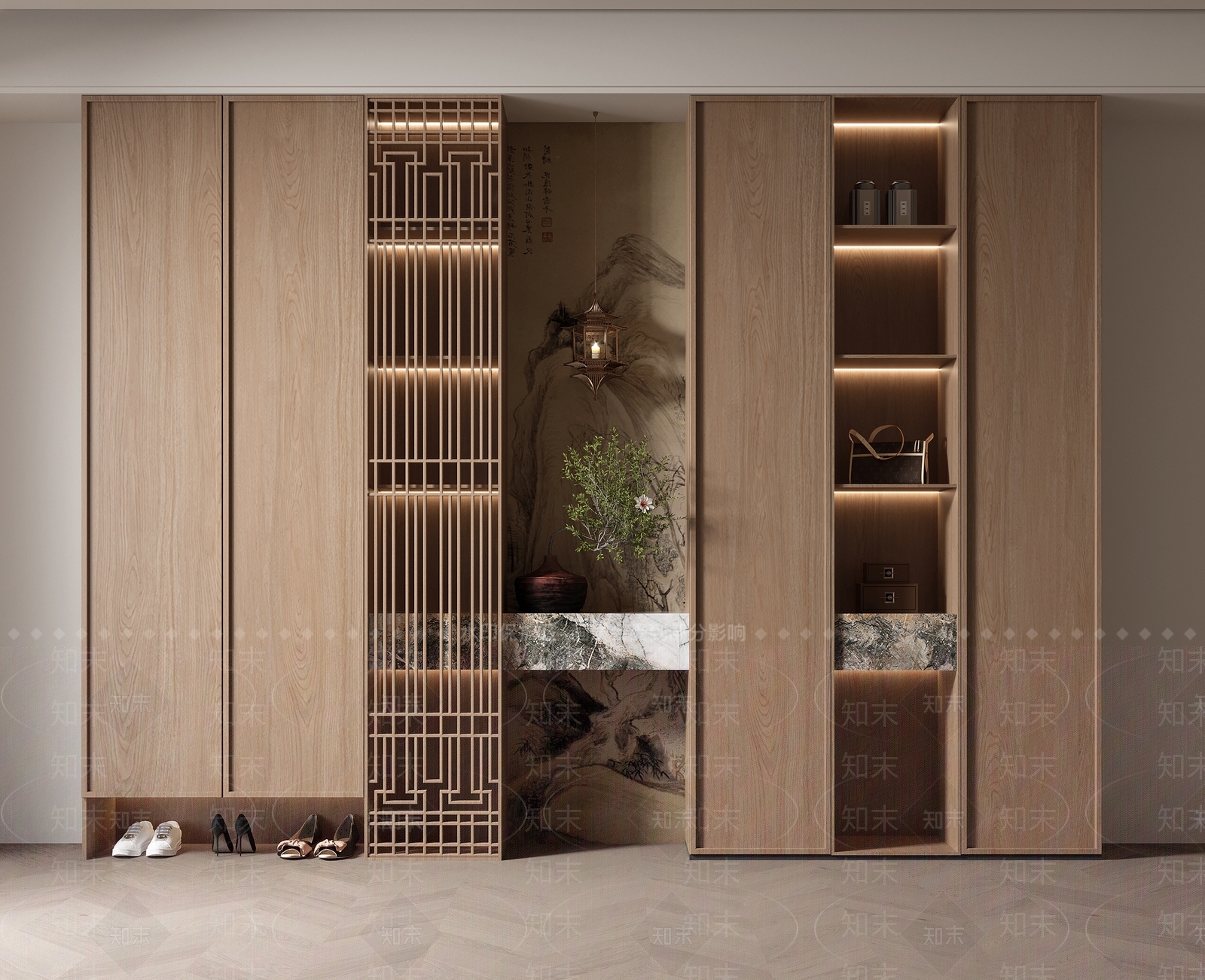 新中式鞋柜3D模型下载【ID:1191964313】