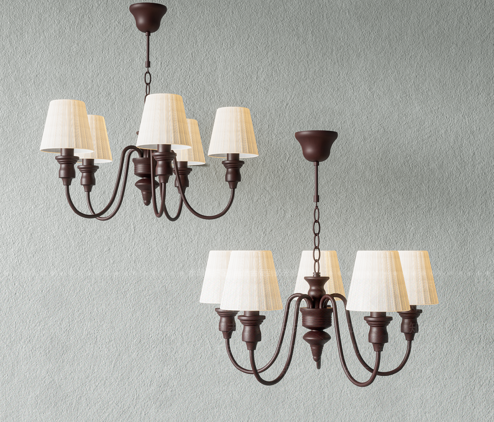 美式欧式客厅吊灯SU模型下载【ID:1191965296】