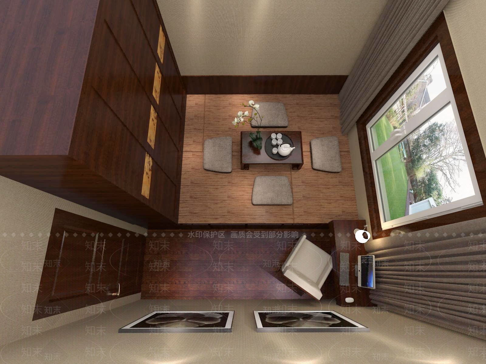 中式榻榻米卧室3D模型下载【ID:1191967442】