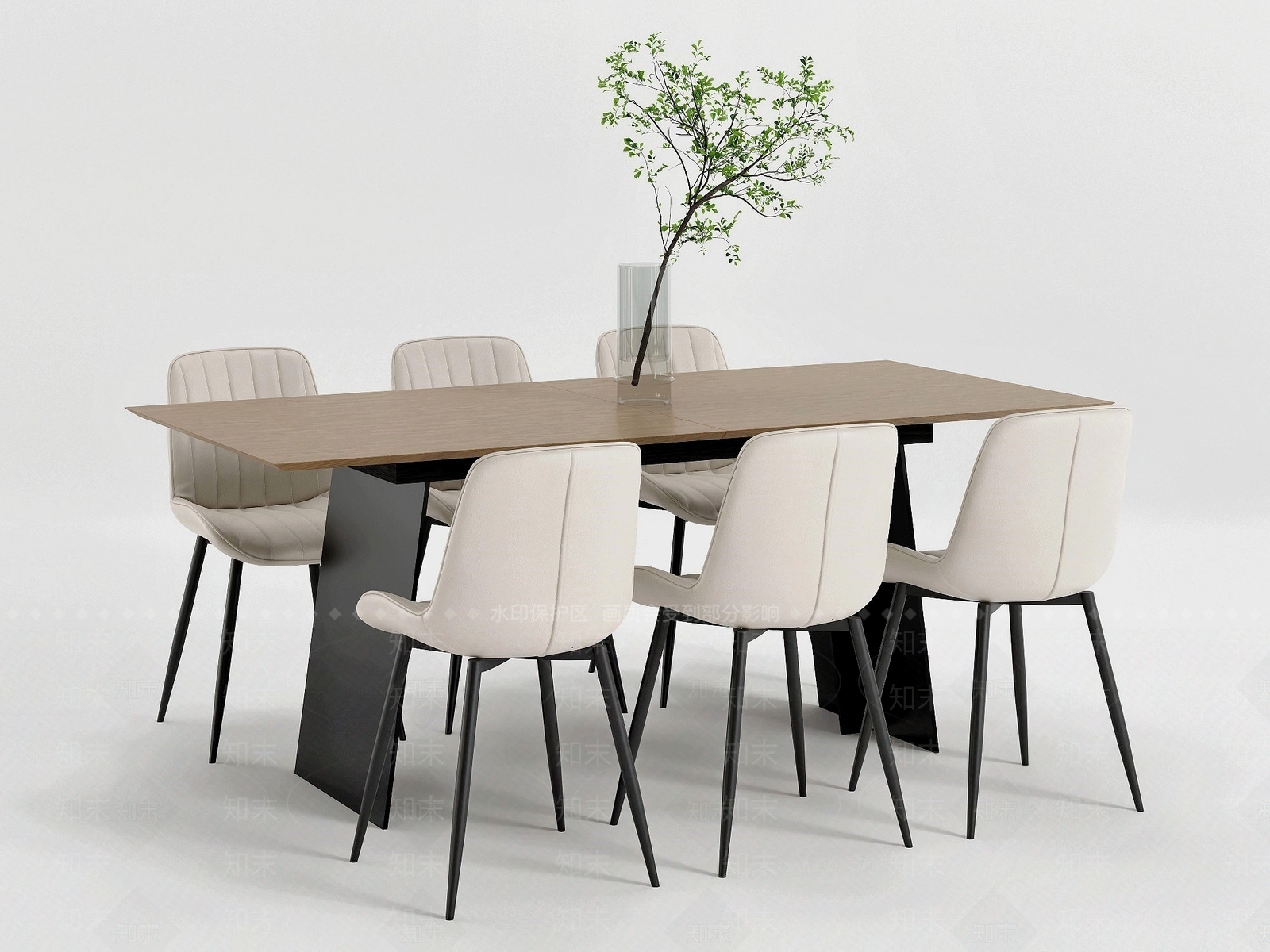 现代北欧餐桌椅3D模型下载【ID:1191967373】
