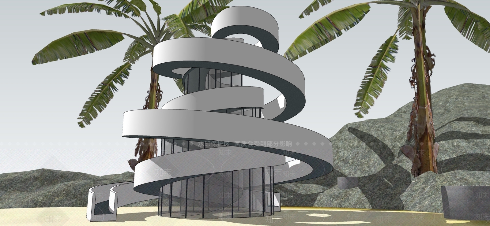 现代教堂建筑SU模型下载【ID:1191968466】