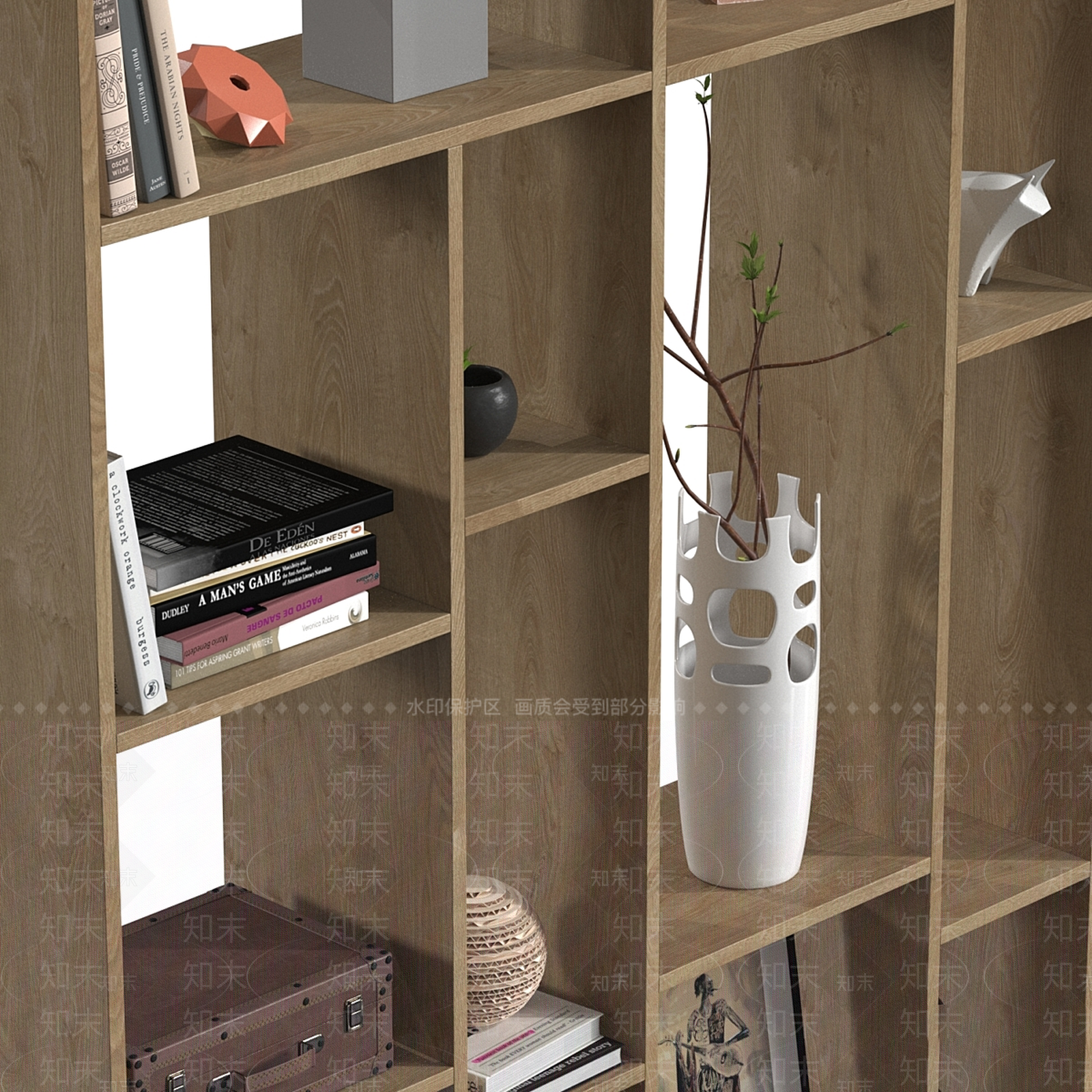 现代极简书架3D模型下载【ID:1191974237】
