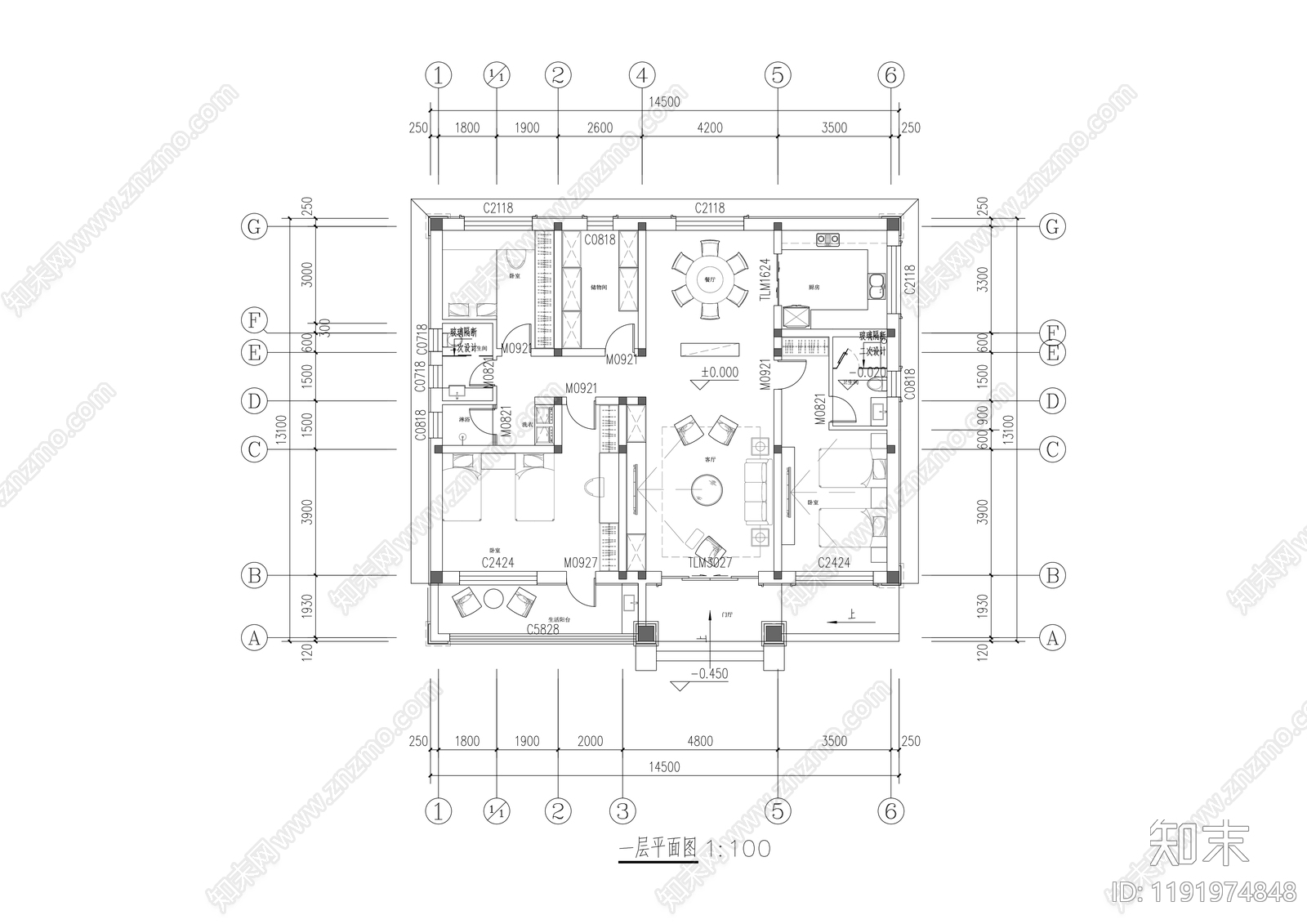 新中式别墅建筑施工图下载【ID:1191974848】