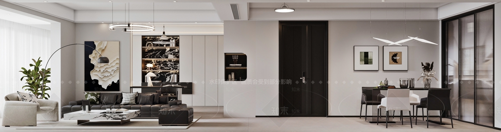 现代简约家居客厅3D模型下载【ID:1191977131】