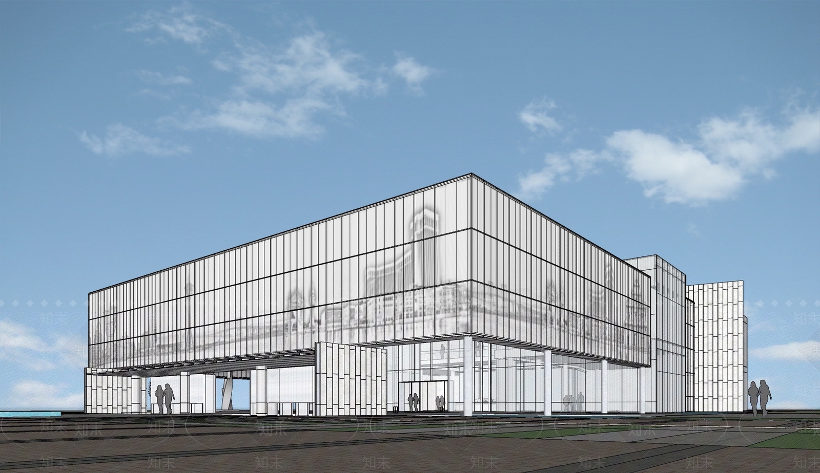 现代商业景观SU模型下载【ID:1191982219】