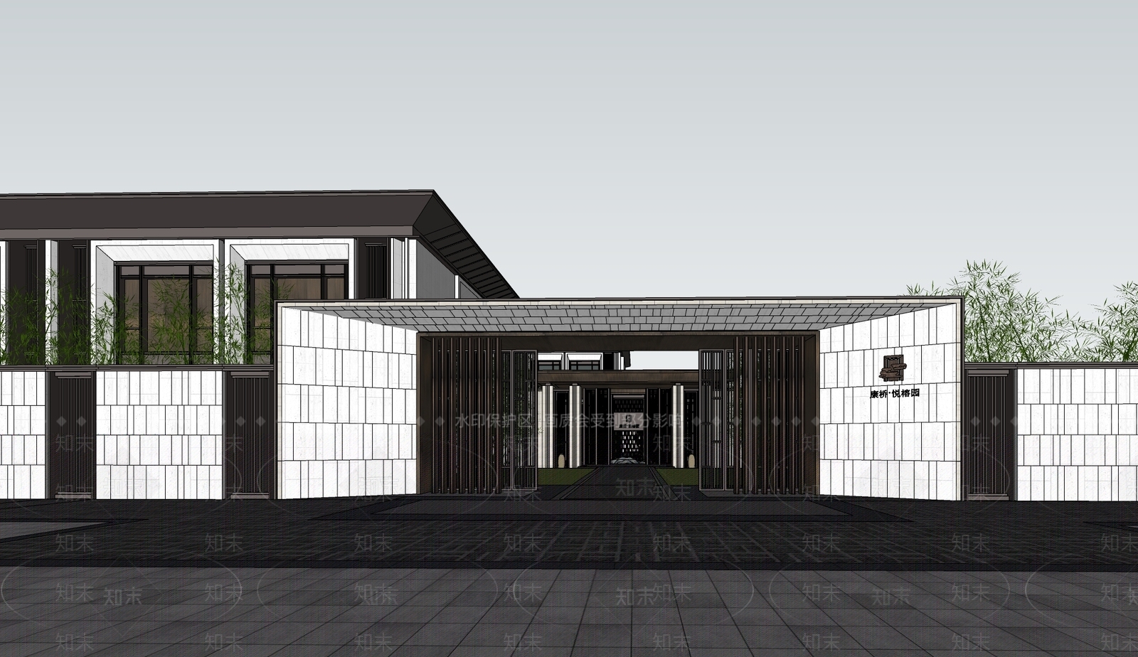 现代售楼处建筑SU模型下载【ID:1191983633】
