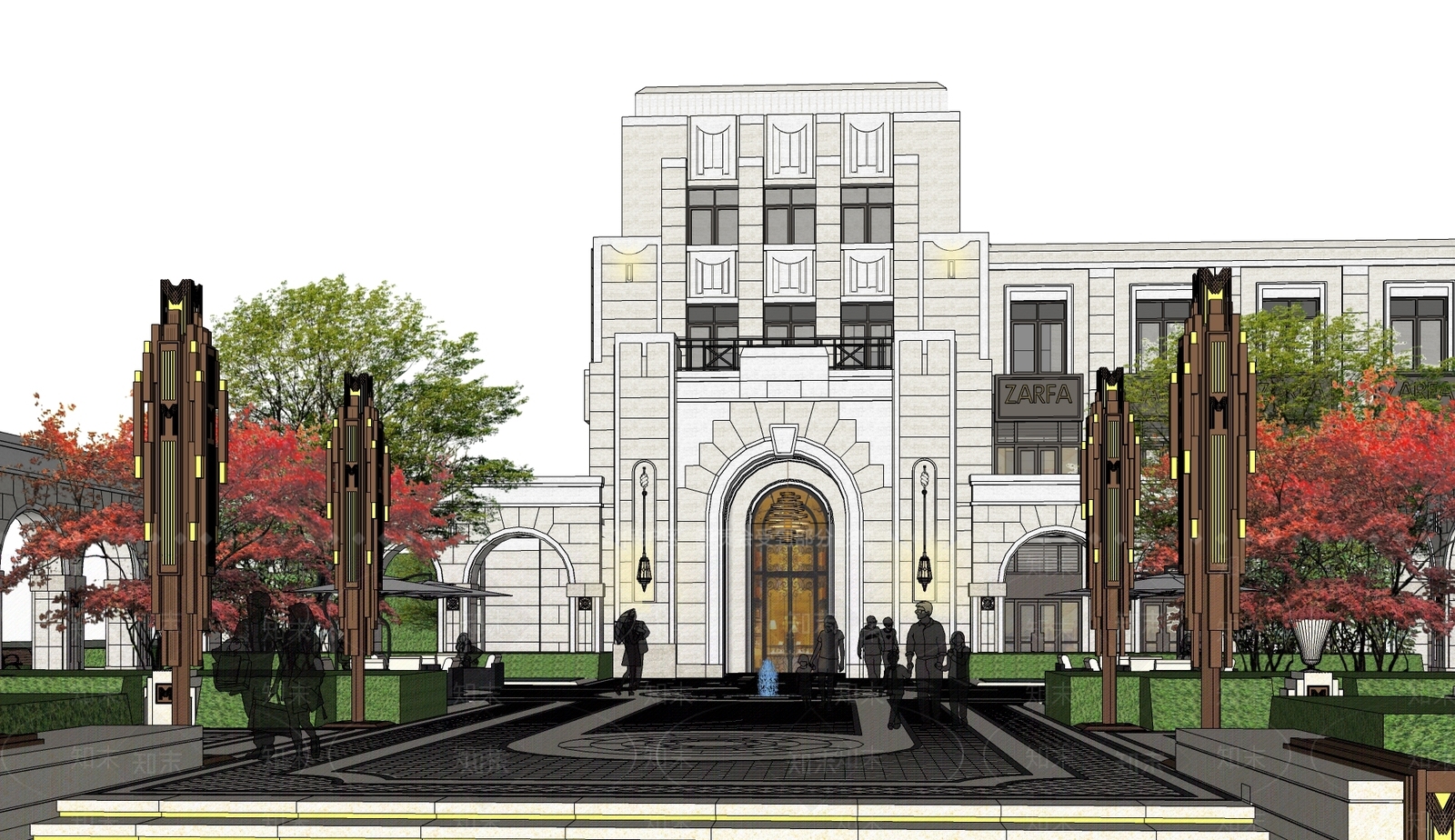 欧式售楼处建筑SU模型下载【ID:1191983864】