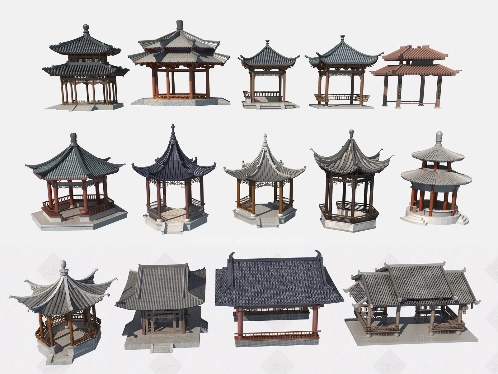 新中式亭子3D模型下载【ID:1191986023】