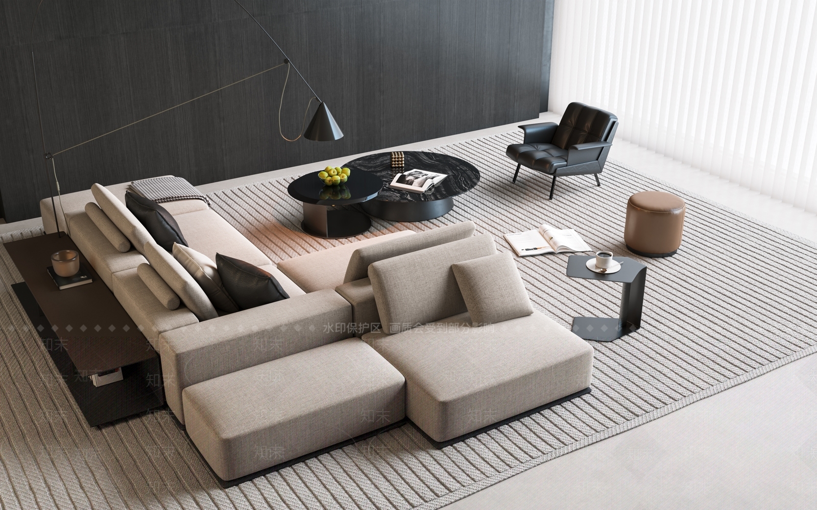 现代意式转角沙发3D模型下载【ID:1191989861】