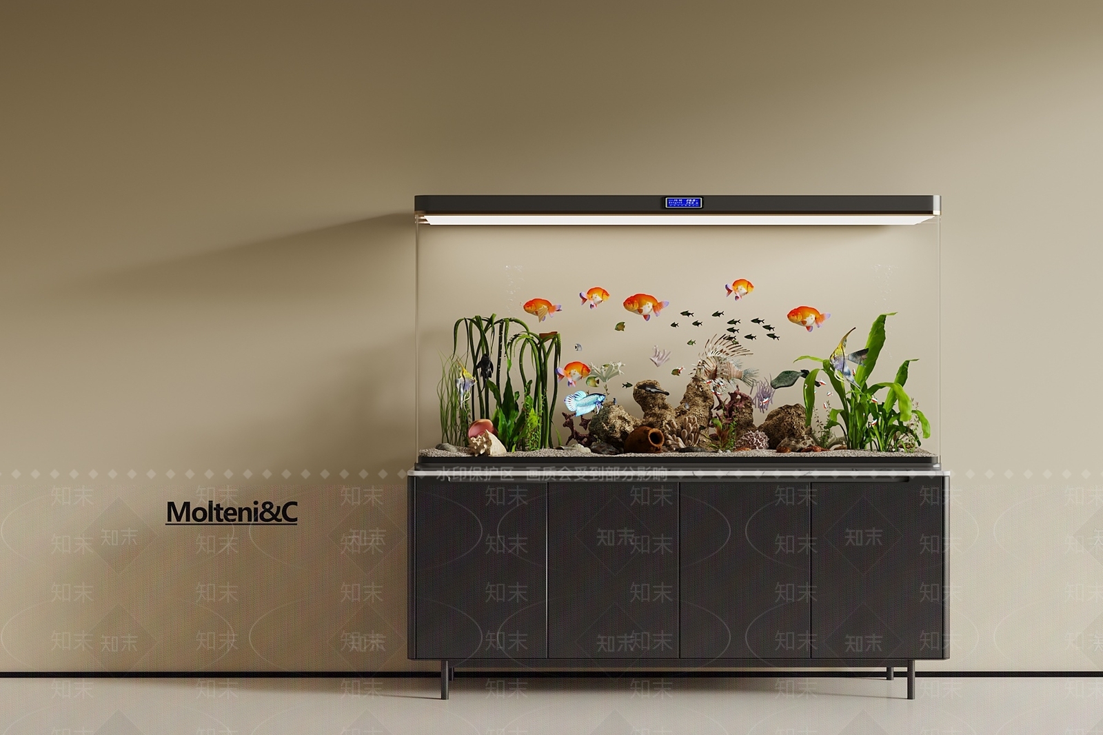 现代鱼缸SU模型下载【ID:1191992577】