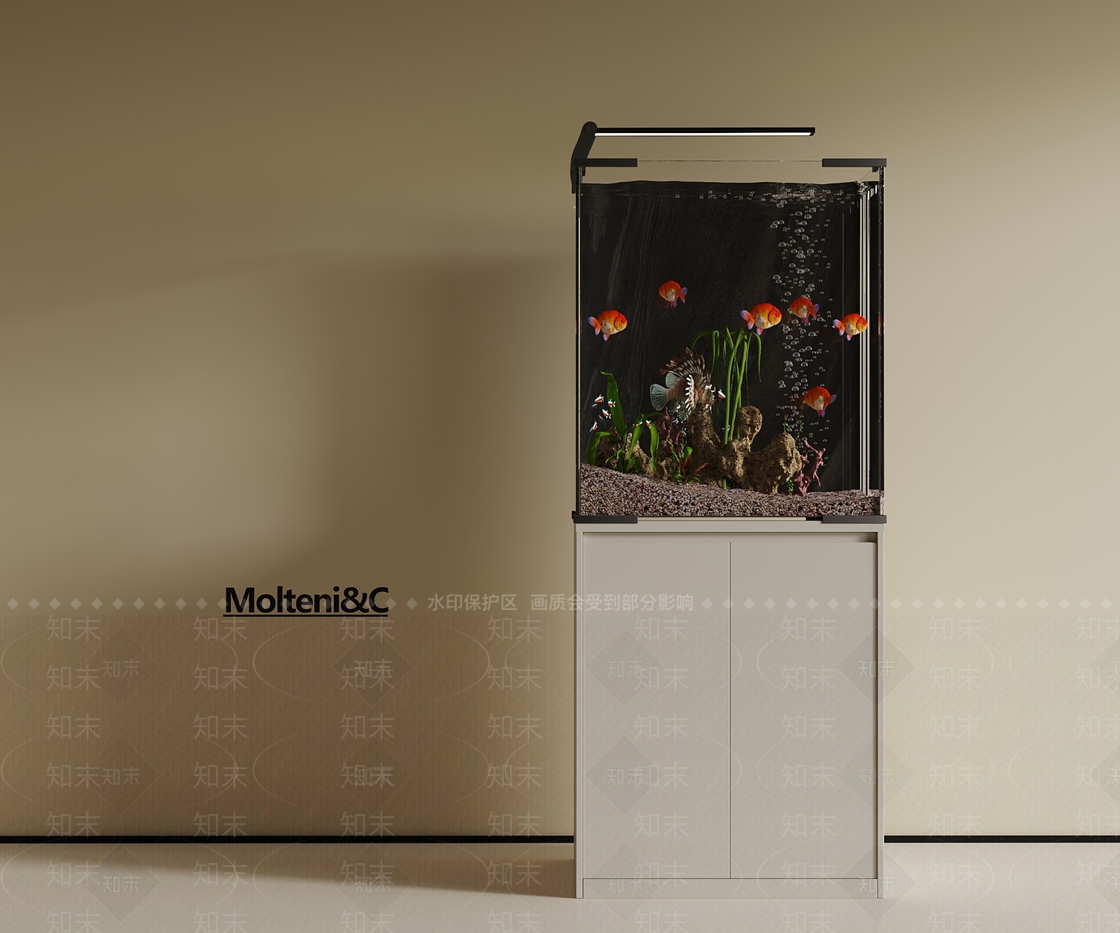 现代鱼缸SU模型下载【ID:1191993037】