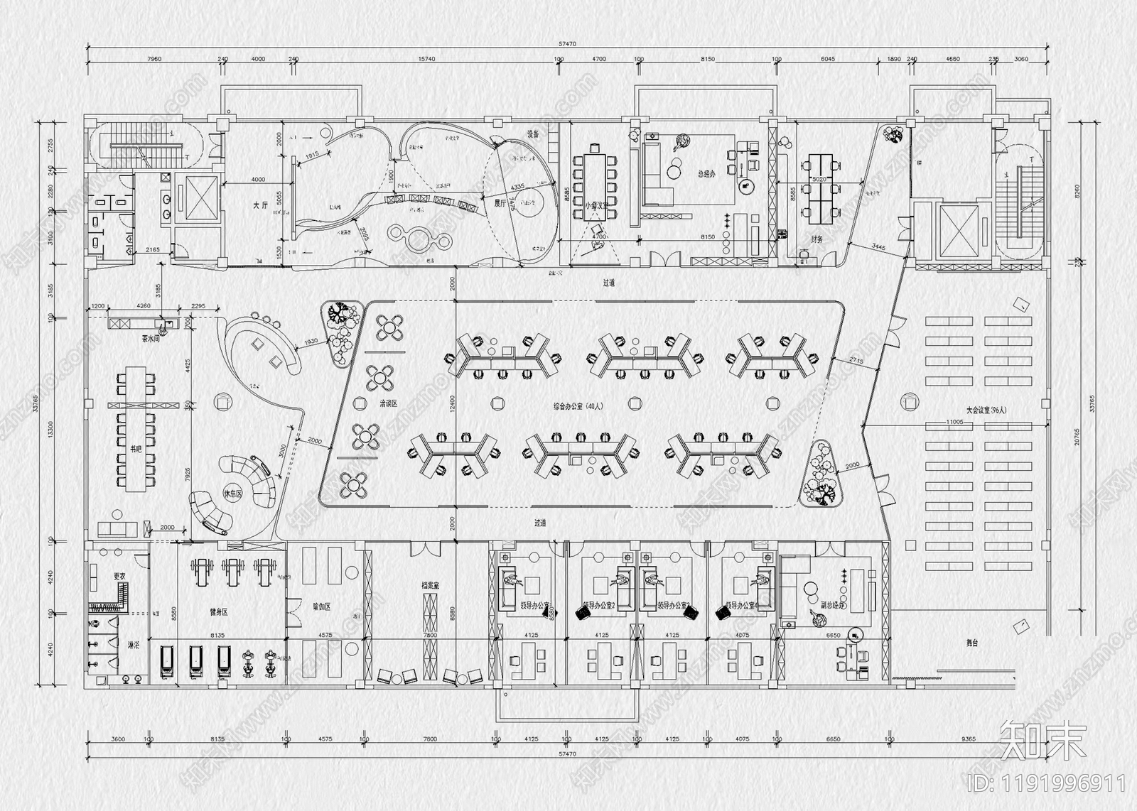 现代整体办公空间cad施工图下载【ID:1191996911】