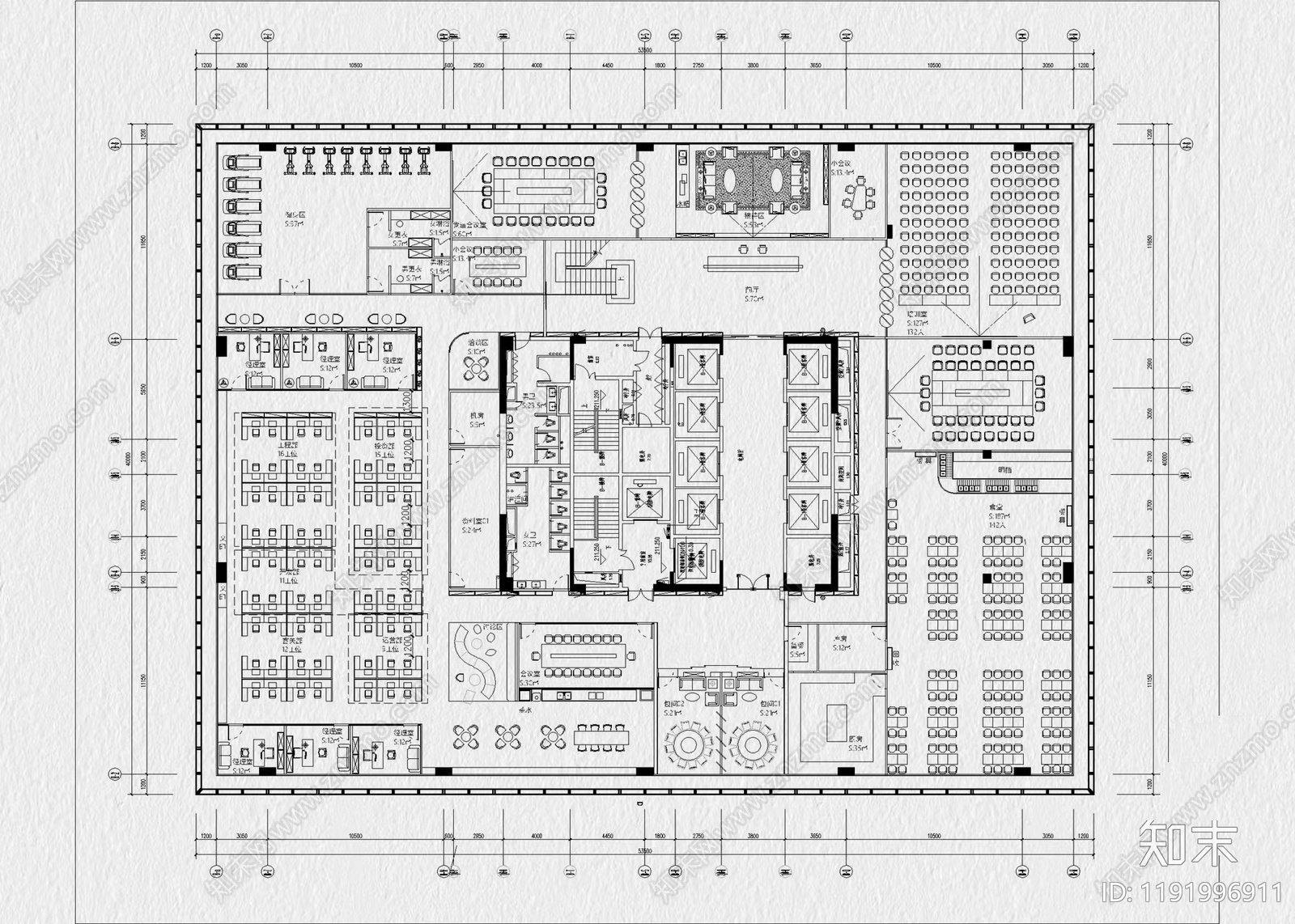 现代整体办公空间cad施工图下载【ID:1191996911】