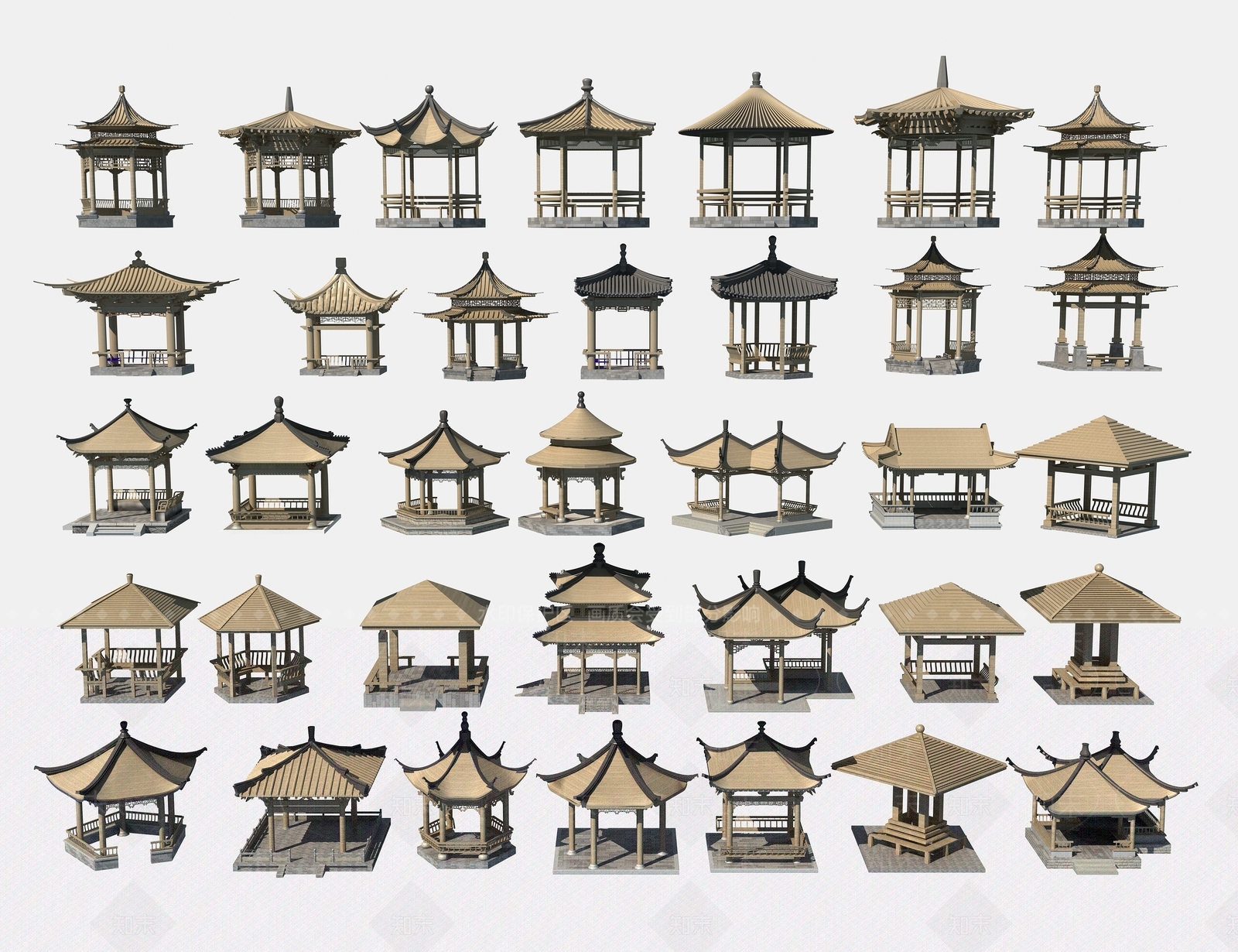 新中式亭子3D模型下载【ID:1191997212】