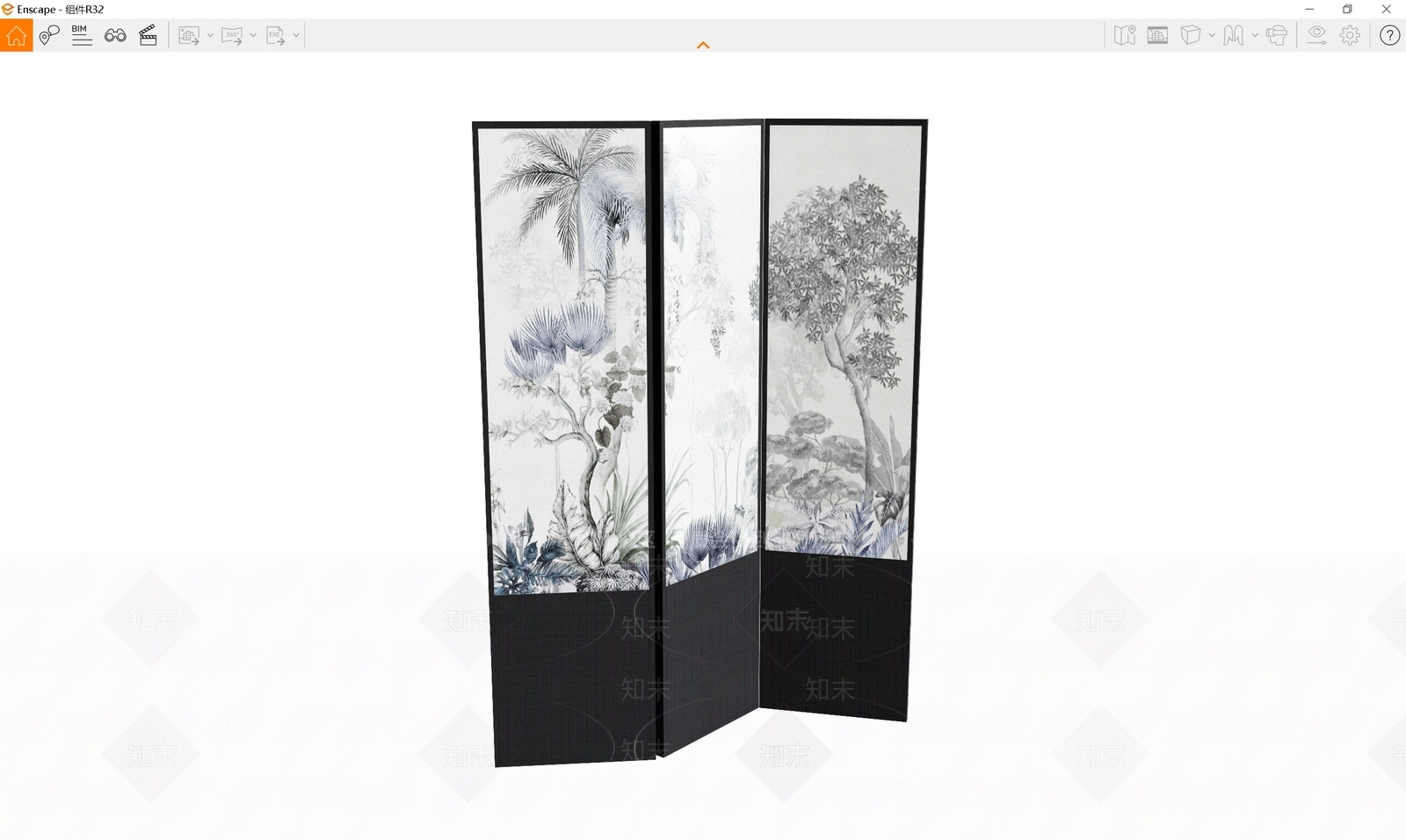 新中式现代屏风SU模型下载【ID:1192001051】