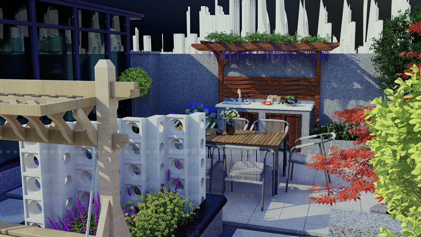 现代屋顶花园SU模型下载【ID:1192061349】