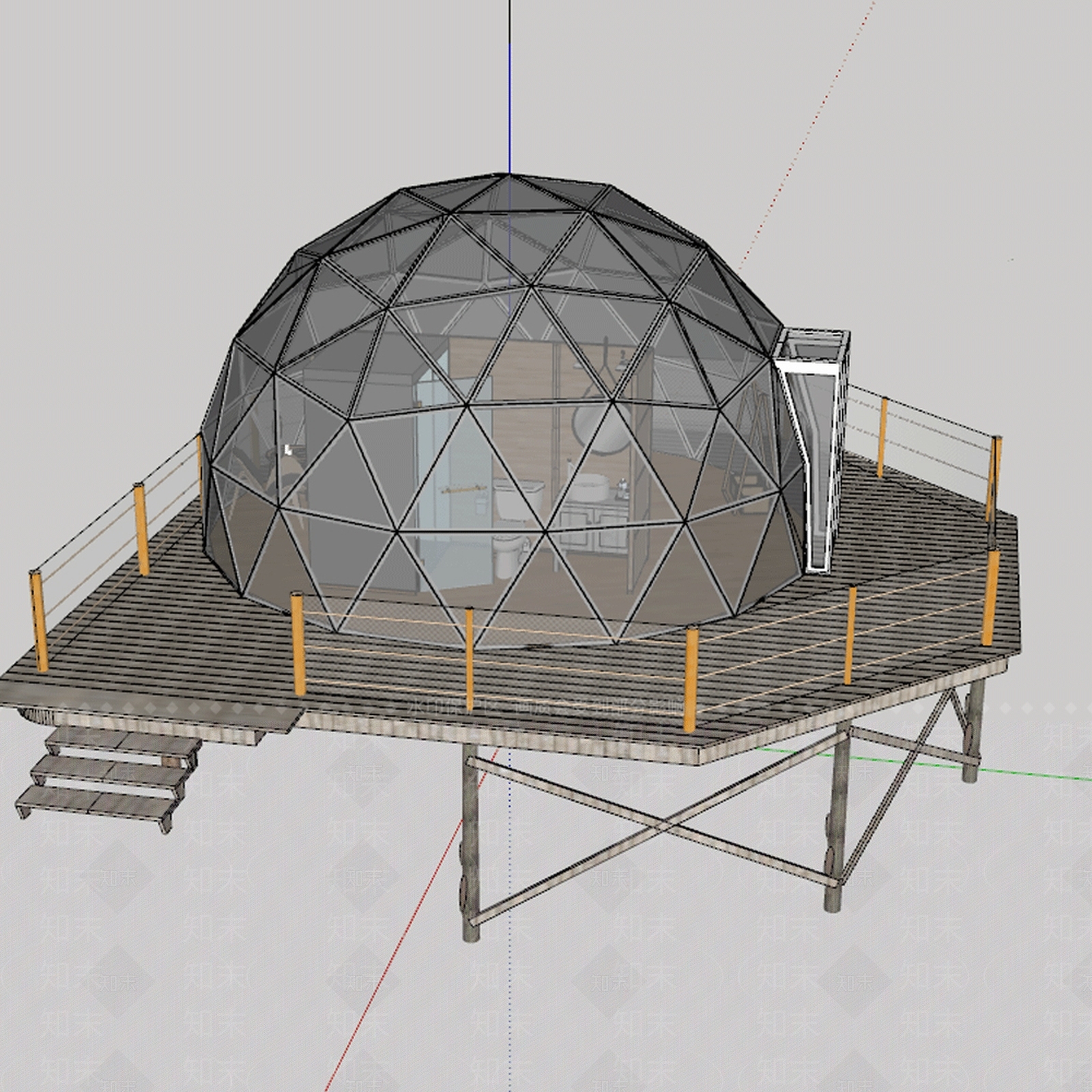 现代极简树屋SU模型下载【ID:1192001598】
