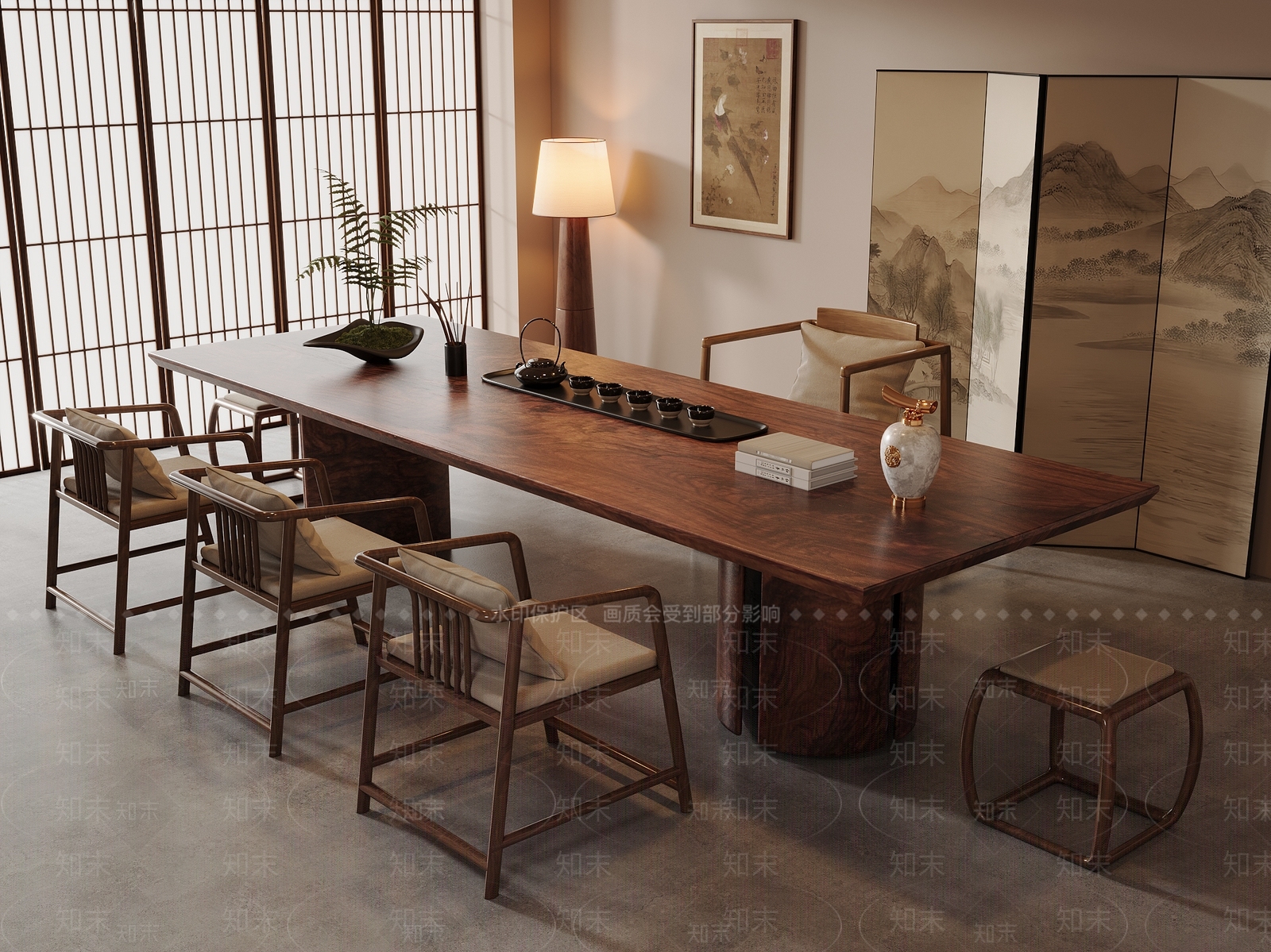 新中式中式茶室SU模型下载【ID:1192003060】