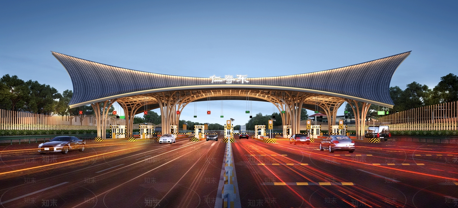 现代新中式车站外观3D模型下载【ID:1192012357】