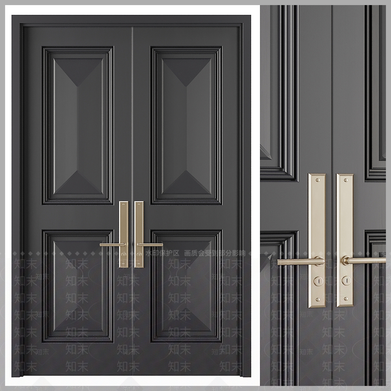 法式欧式双开门SU模型下载【ID:1192010786】