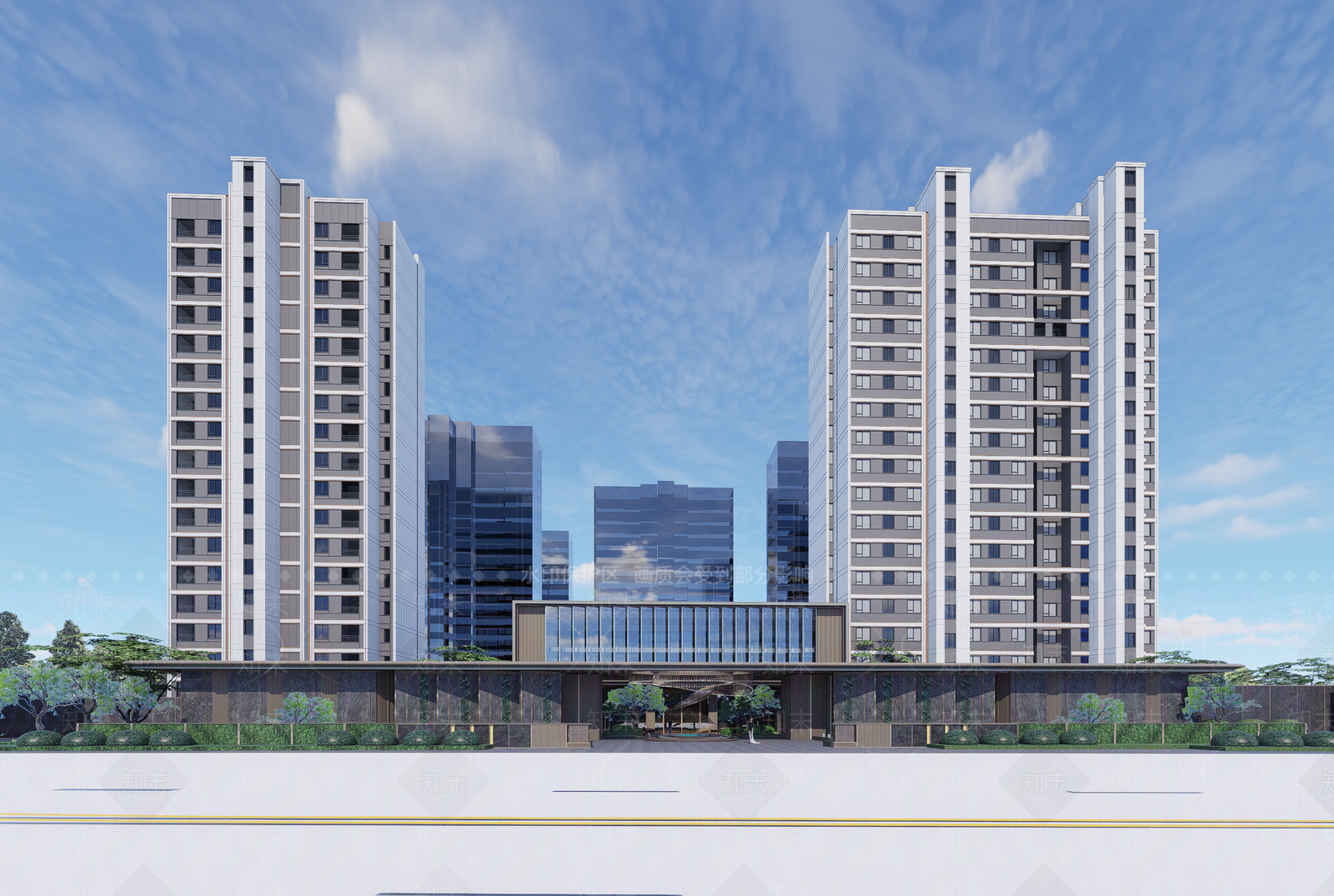 现代小区建筑SU模型下载【ID:1192012275】