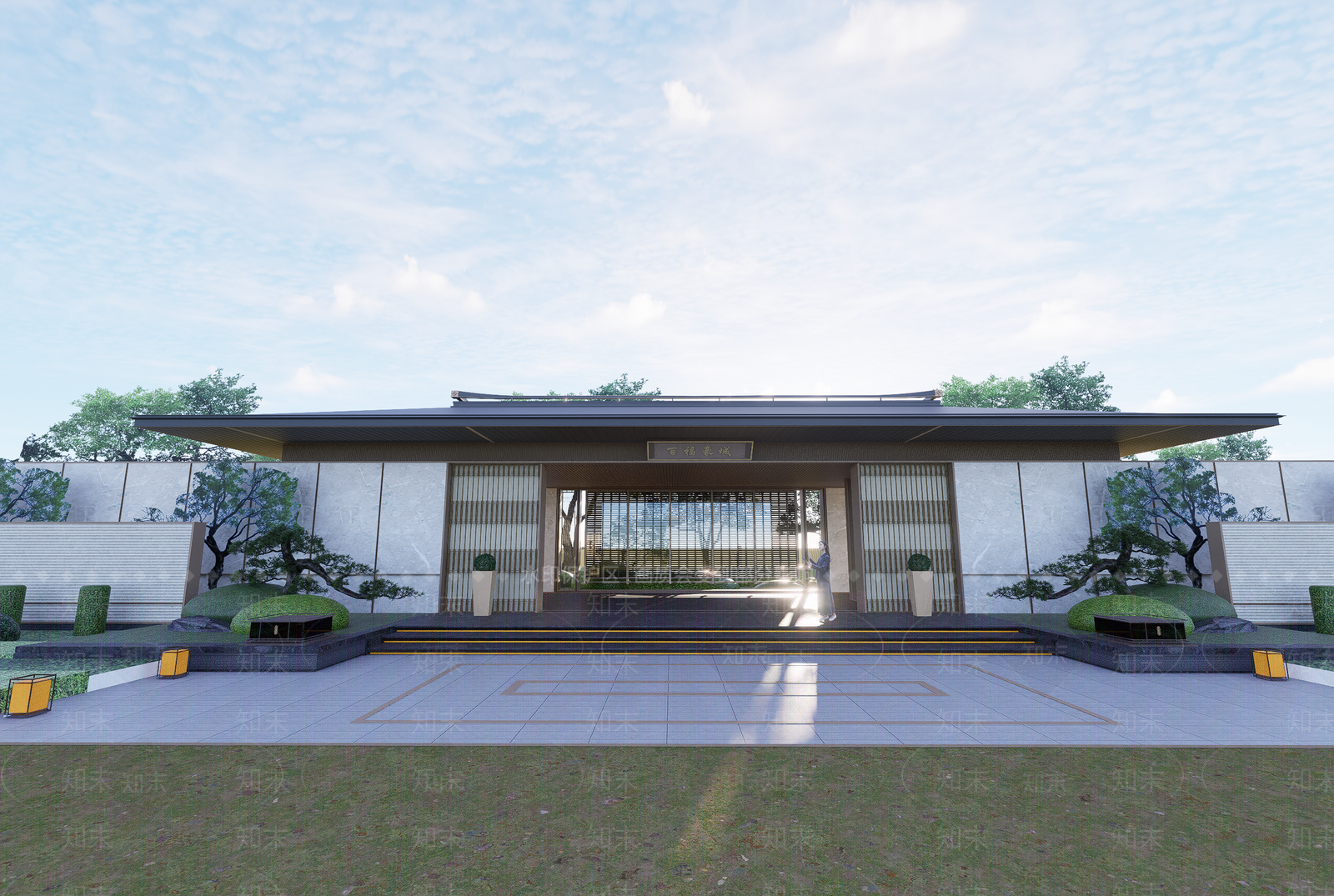 新中式小区建筑SU模型下载【ID:1192013419】