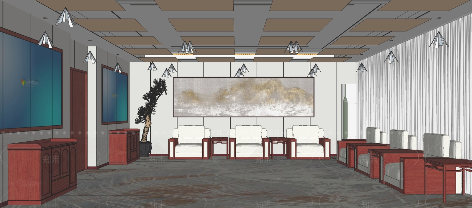 新中式会议室SU模型下载【ID:1215988429】