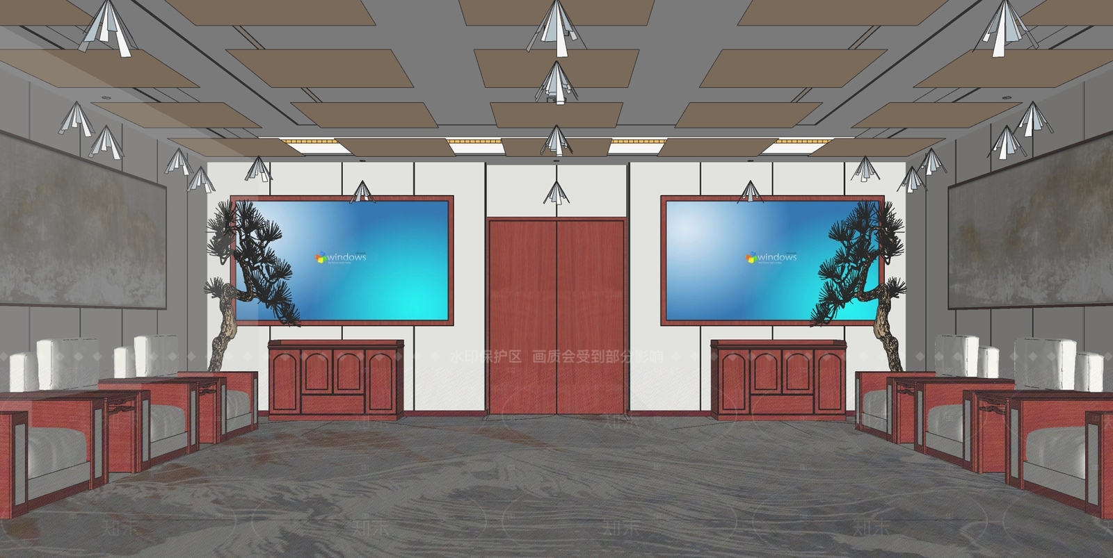 新中式现代会议室SU模型下载【ID:1192015187】
