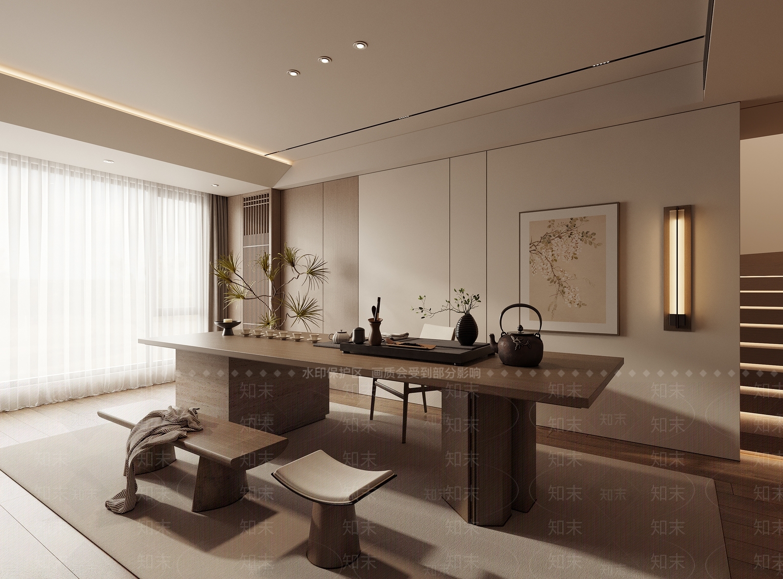 新中式中式茶室3D模型下载【ID:1192021079】