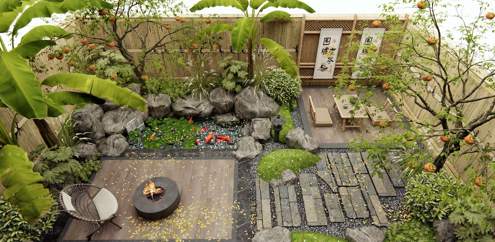 新中式日式别墅庭院SU模型下载【ID:1192029189】