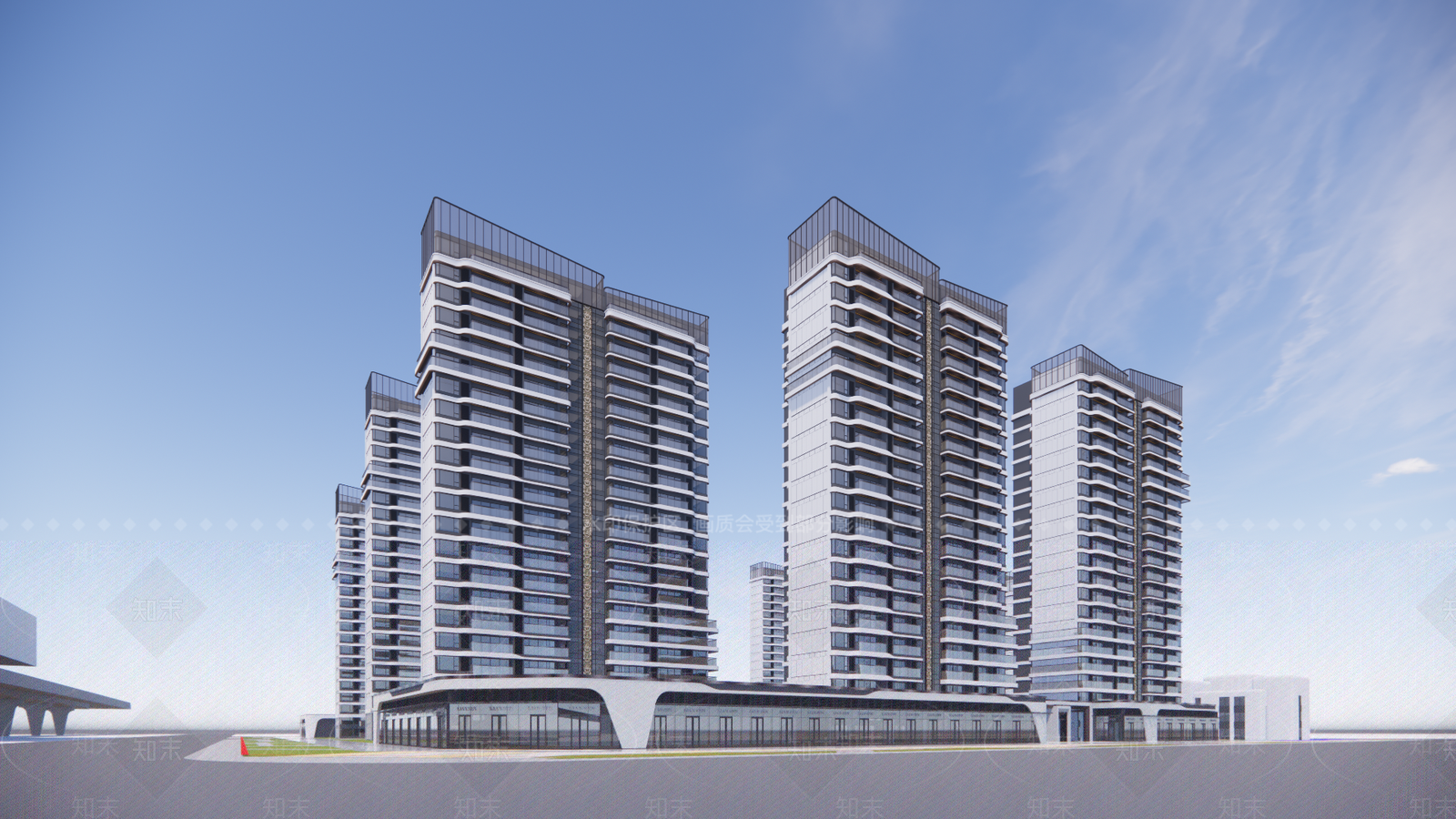 现代小区建筑SU模型下载【ID:1192029444】