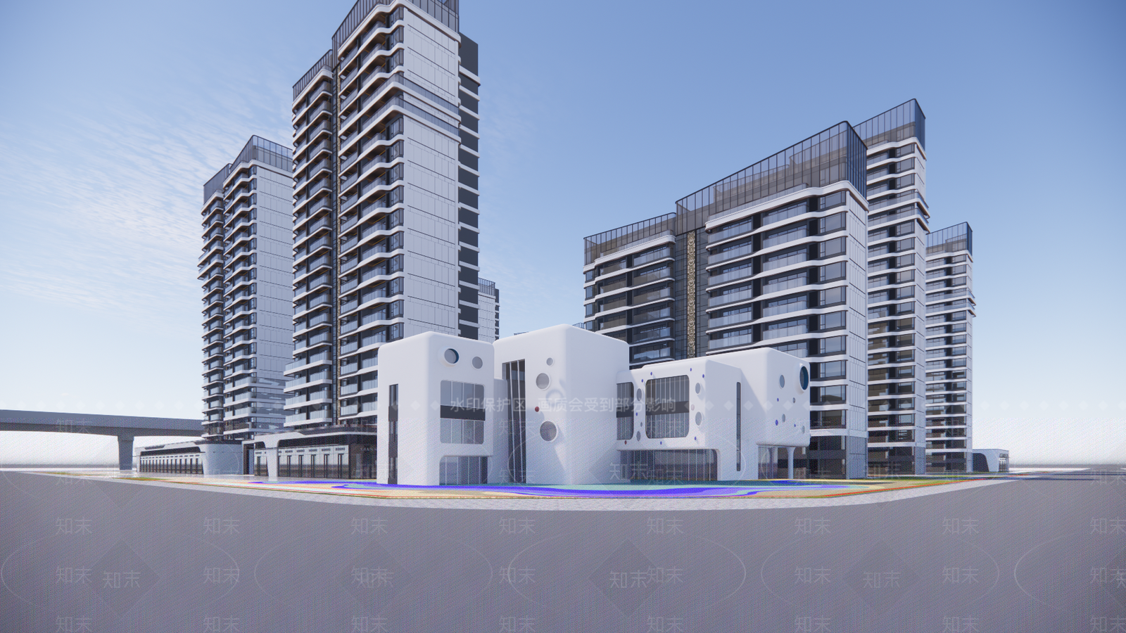 现代小区建筑SU模型下载【ID:1192029444】