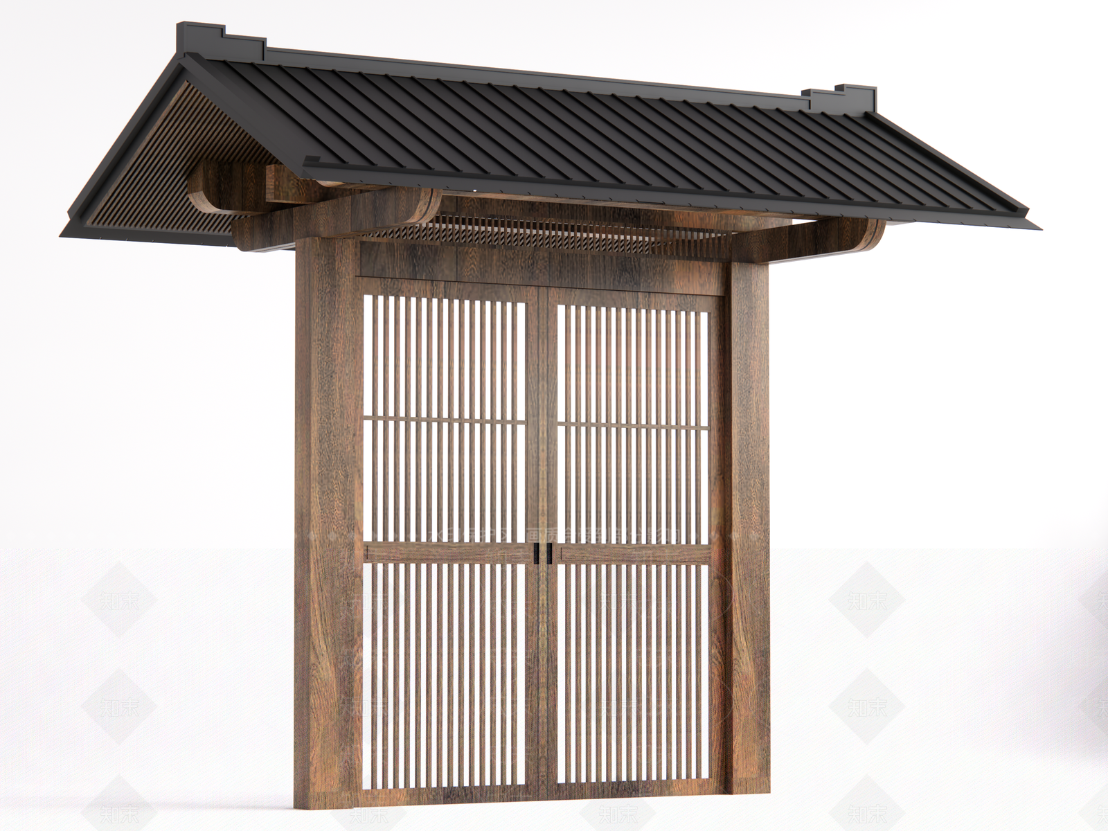 新中式庭院门SU模型下载【ID:1192030058】
