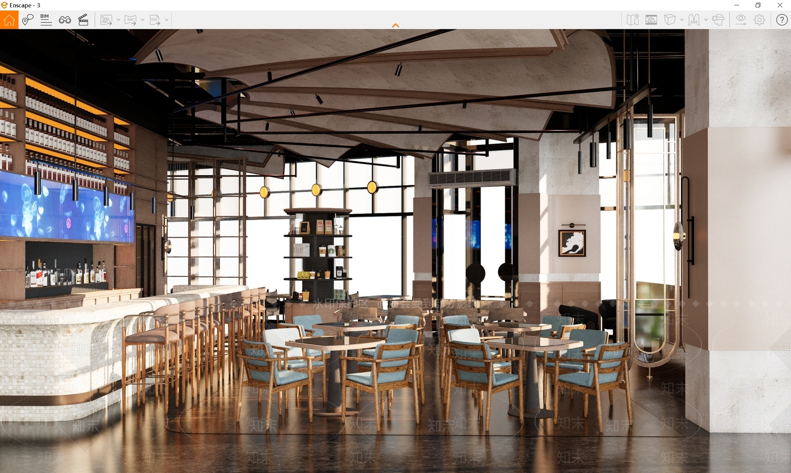 原木北欧酒店餐厅SU模型下载【ID:1192030655】