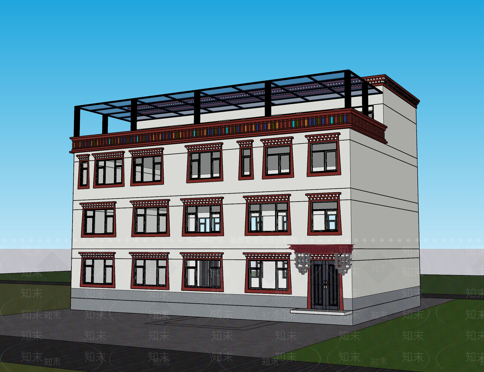 现代多层住宅SU模型下载【ID:1192034981】