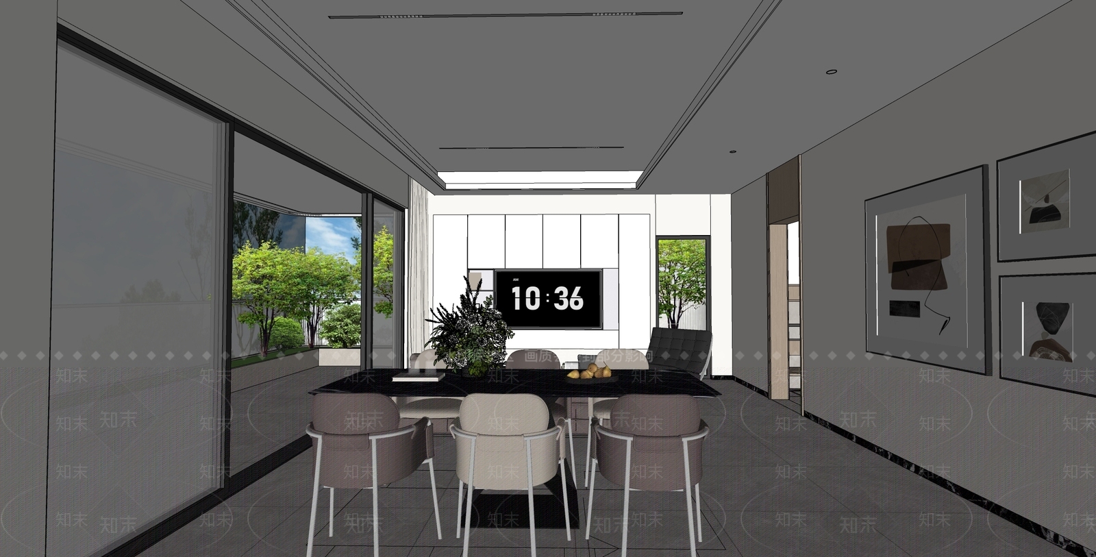 现代家居客厅SU模型下载【ID:1192036629】