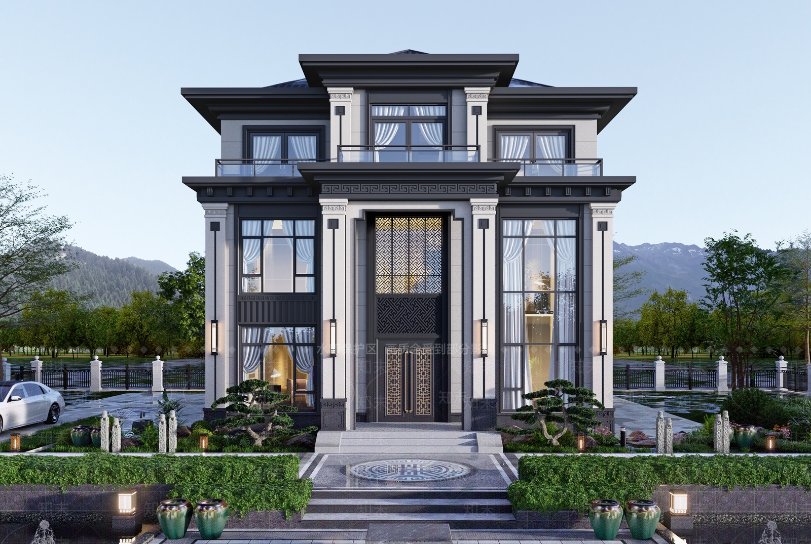 新中式别墅SU模型下载【ID:1192037090】