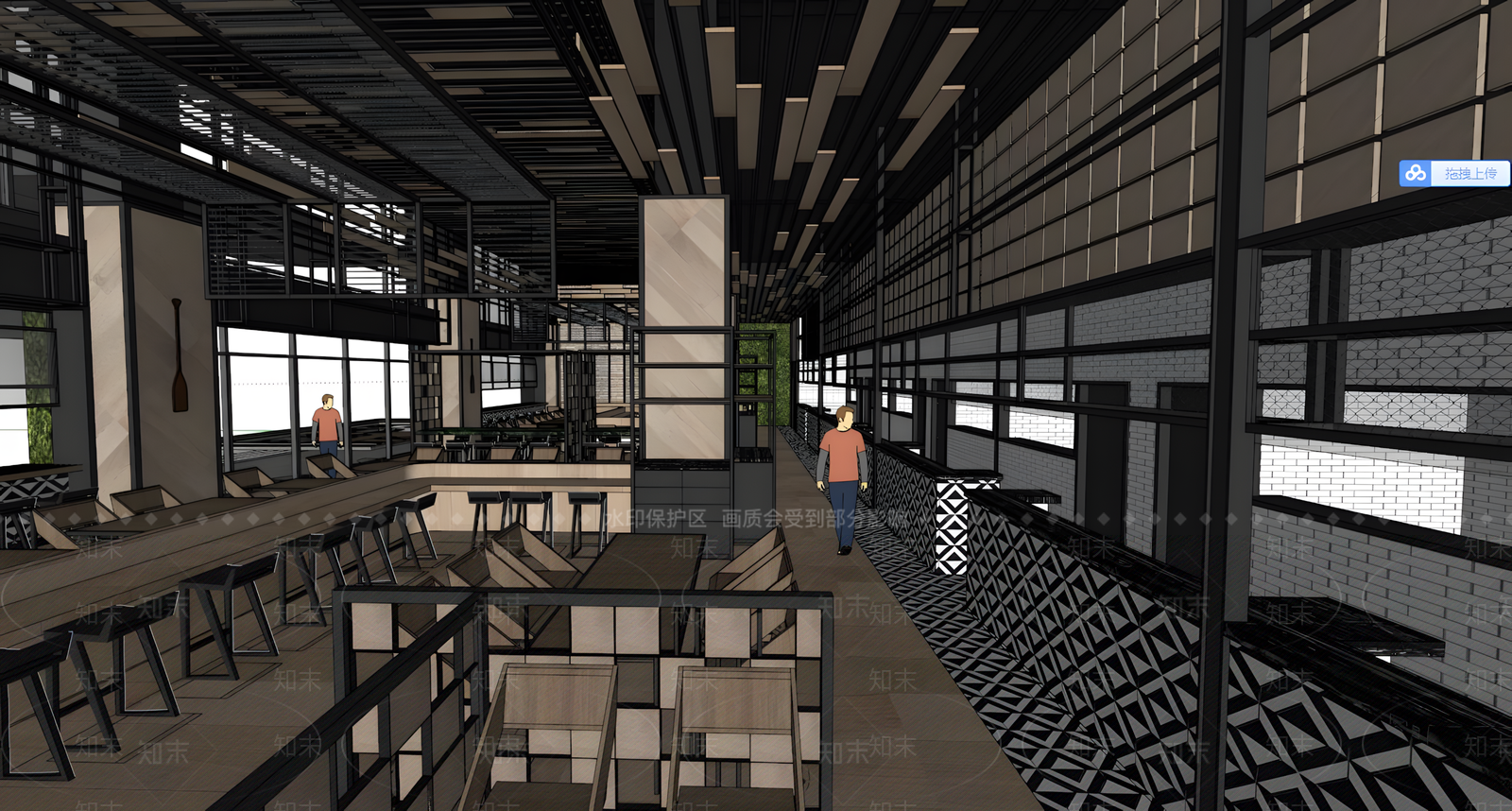 现代快餐店SU模型下载【ID:1192037309】