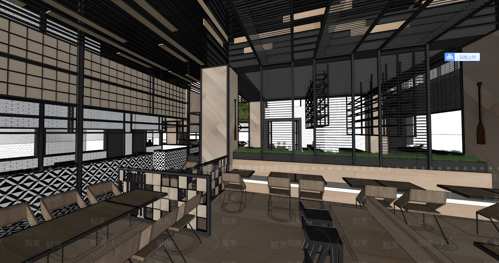 现代快餐店SU模型下载【ID:1192037309】