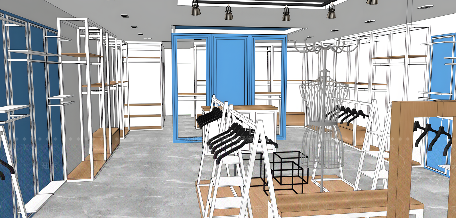现代服装店SU模型下载【ID:1192038322】