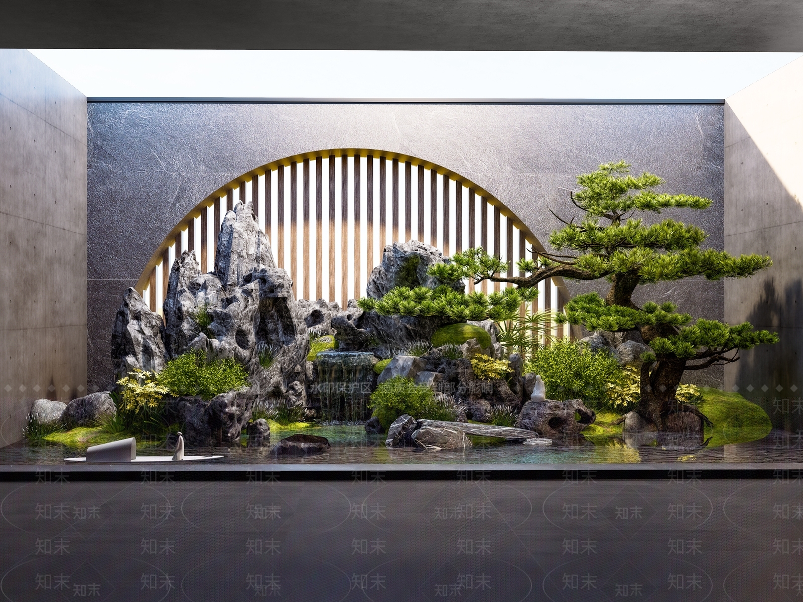 新中式假山SU模型下载【ID:1192038550】