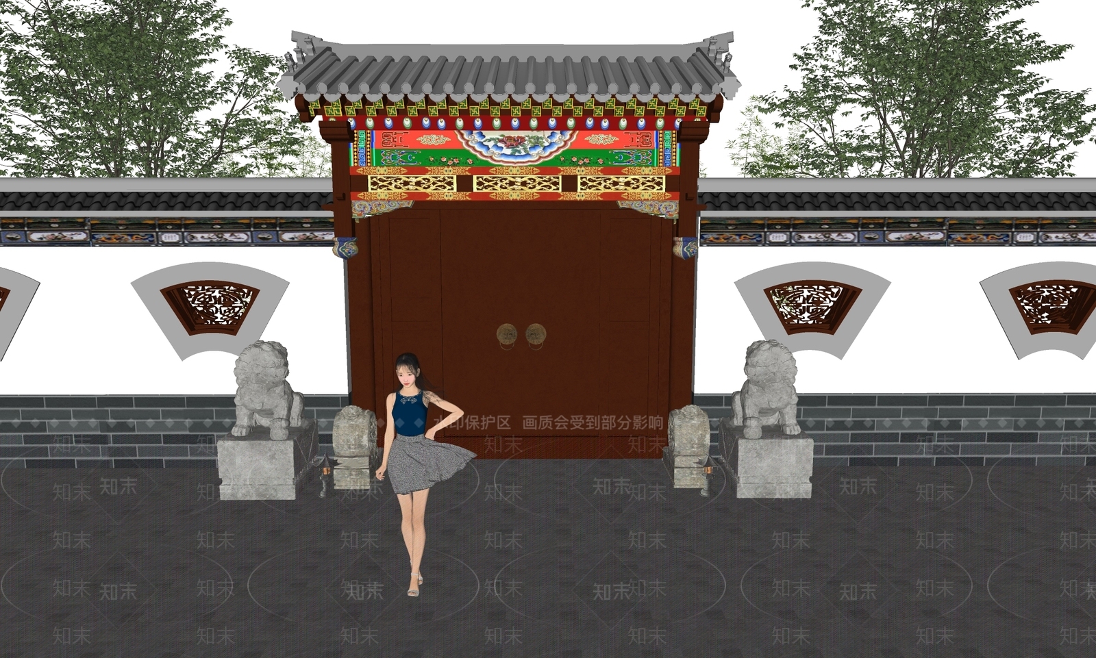 新中式中式门头SU模型下载【ID:1192039651】