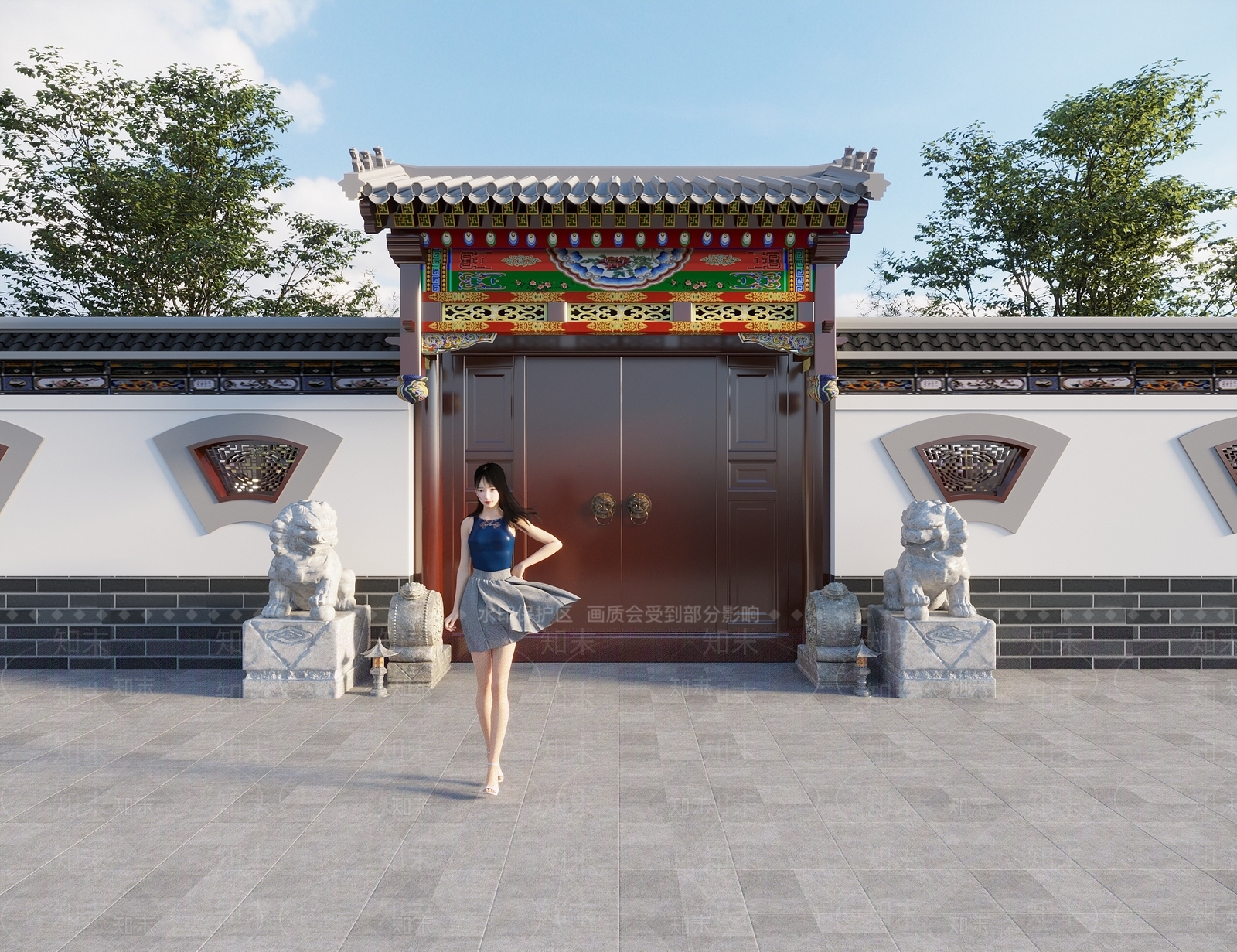 新中式中式门头SU模型下载【ID:1192039651】