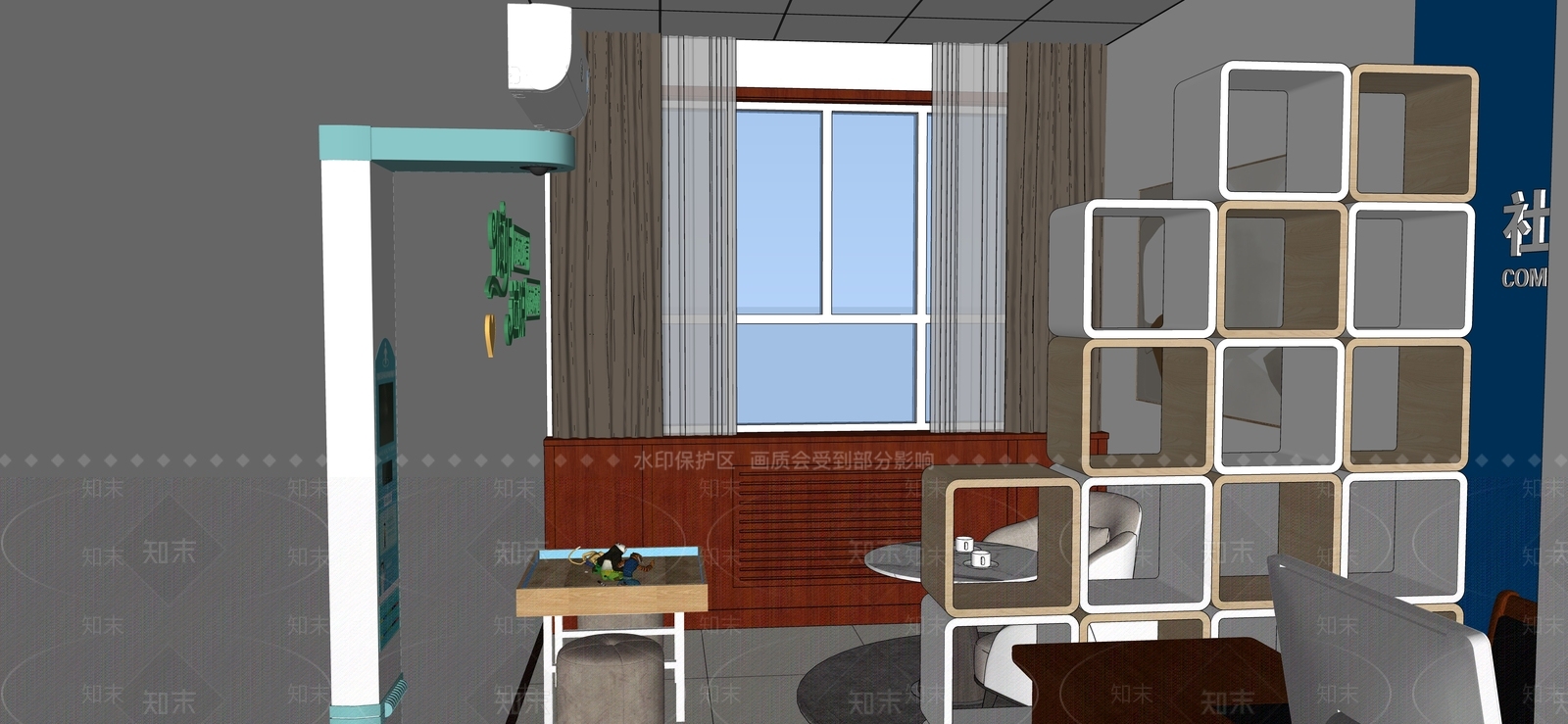 现代新中式文化展厅SU模型下载【ID:1192041749】