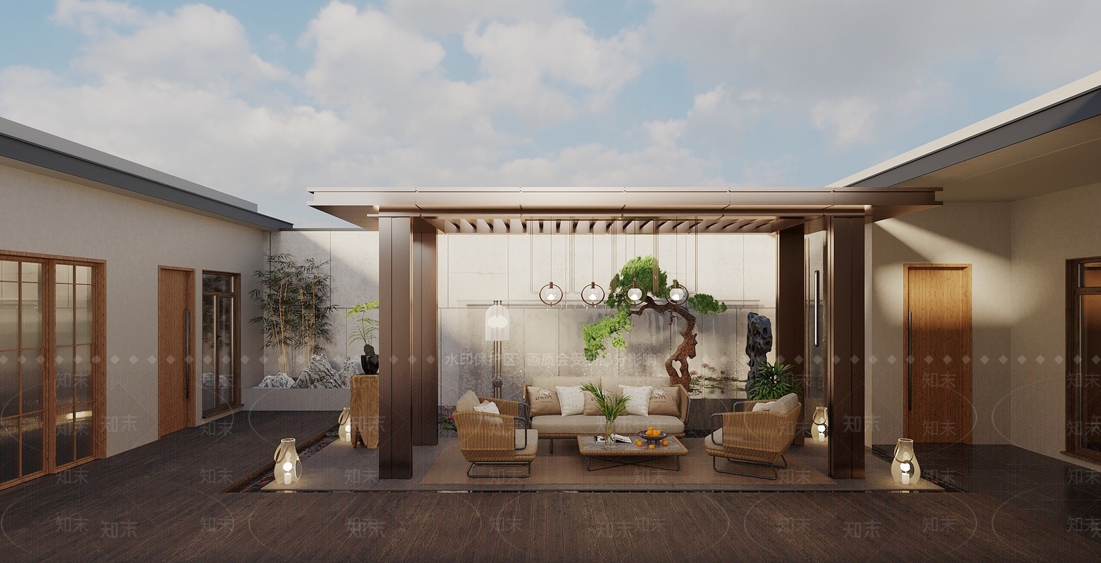 新中式日式庭院3D模型下载【ID:1192043902】