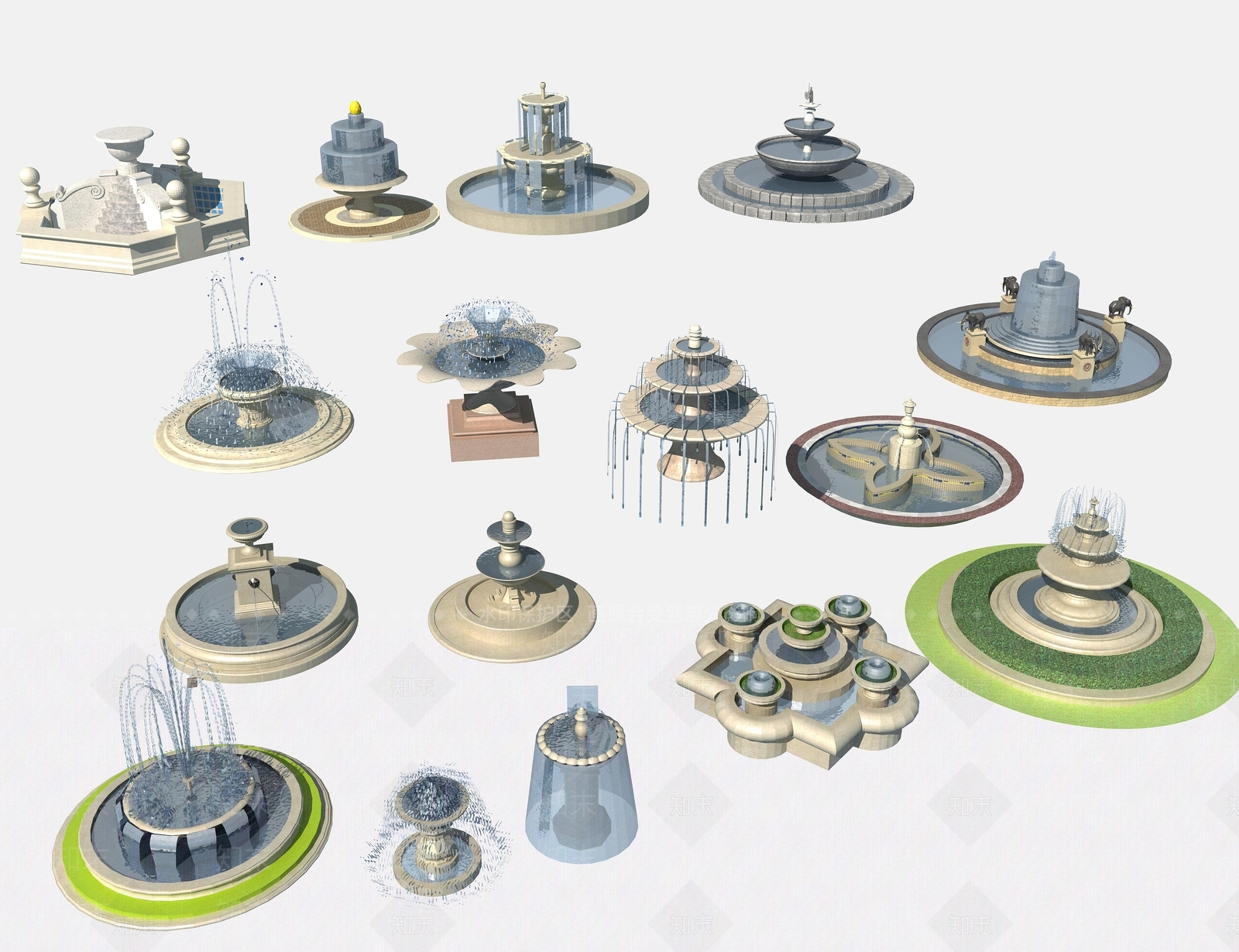 新中式喷泉3D模型下载【ID:1192047790】