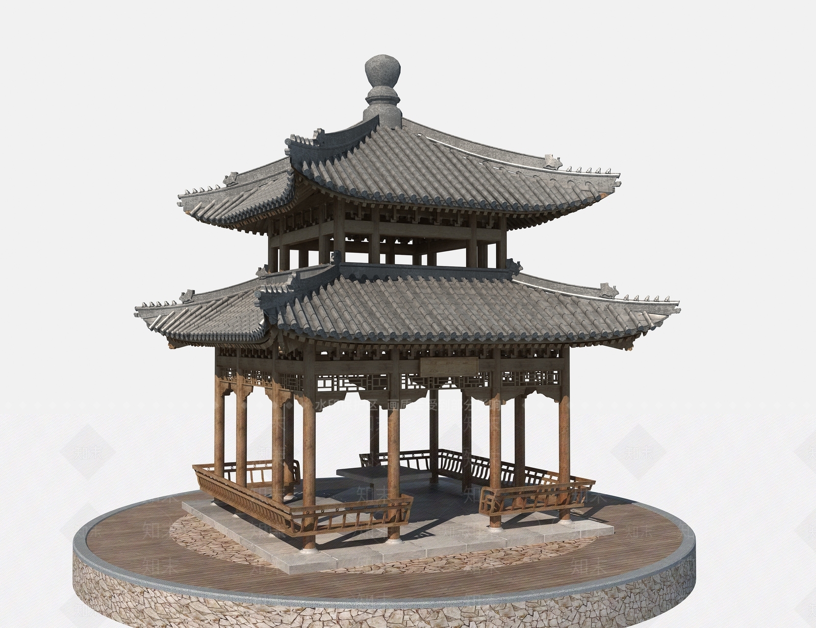 新中式亭子3D模型下载【ID:1192048235】