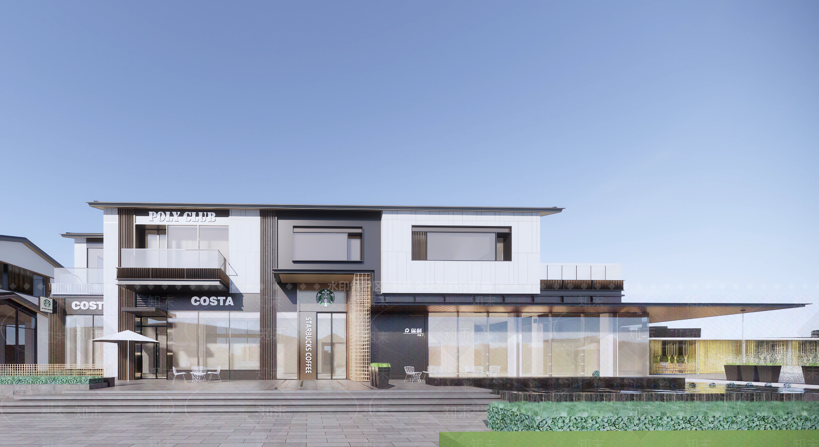现代新中式售楼处建筑SU模型下载【ID:1192049163】