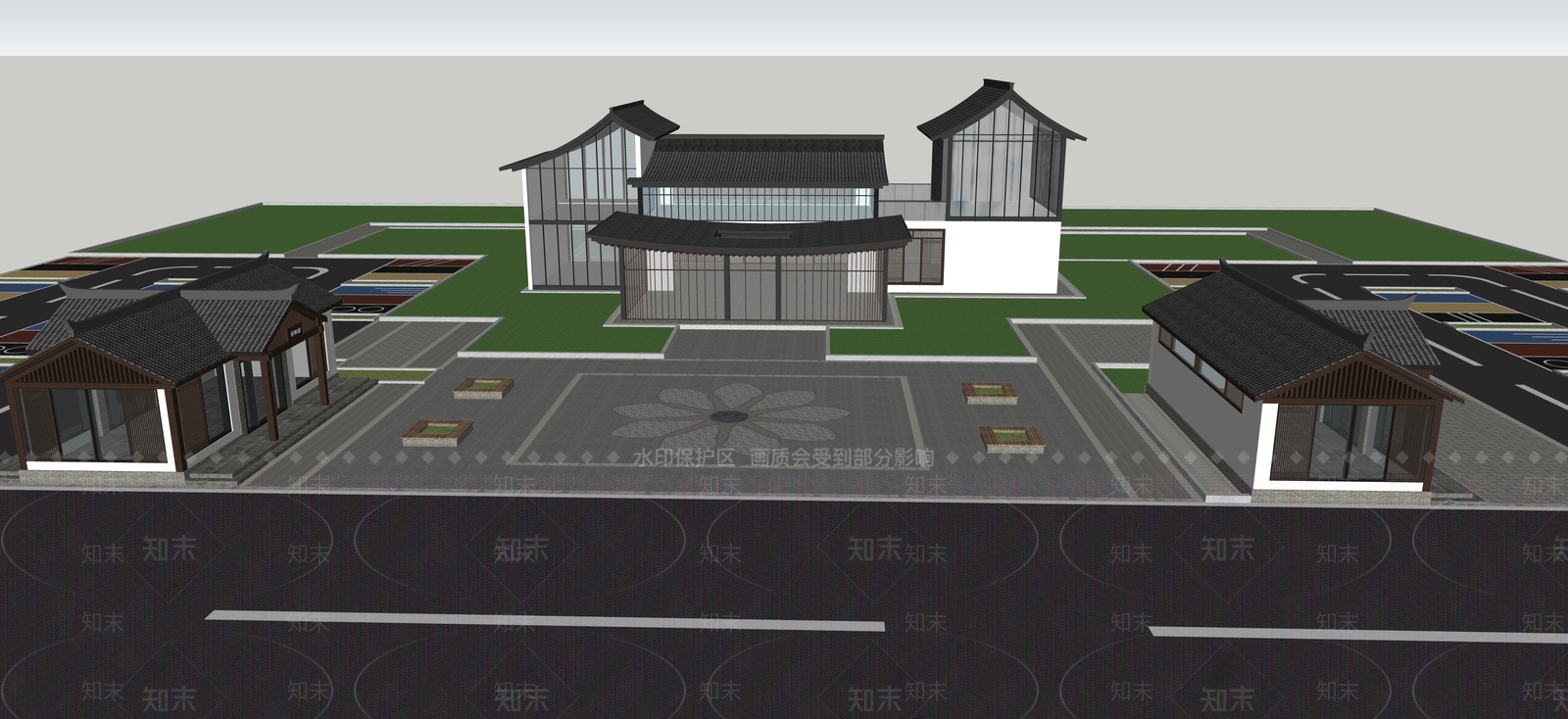 现代新中式游客中心SU模型下载【ID:1192049404】