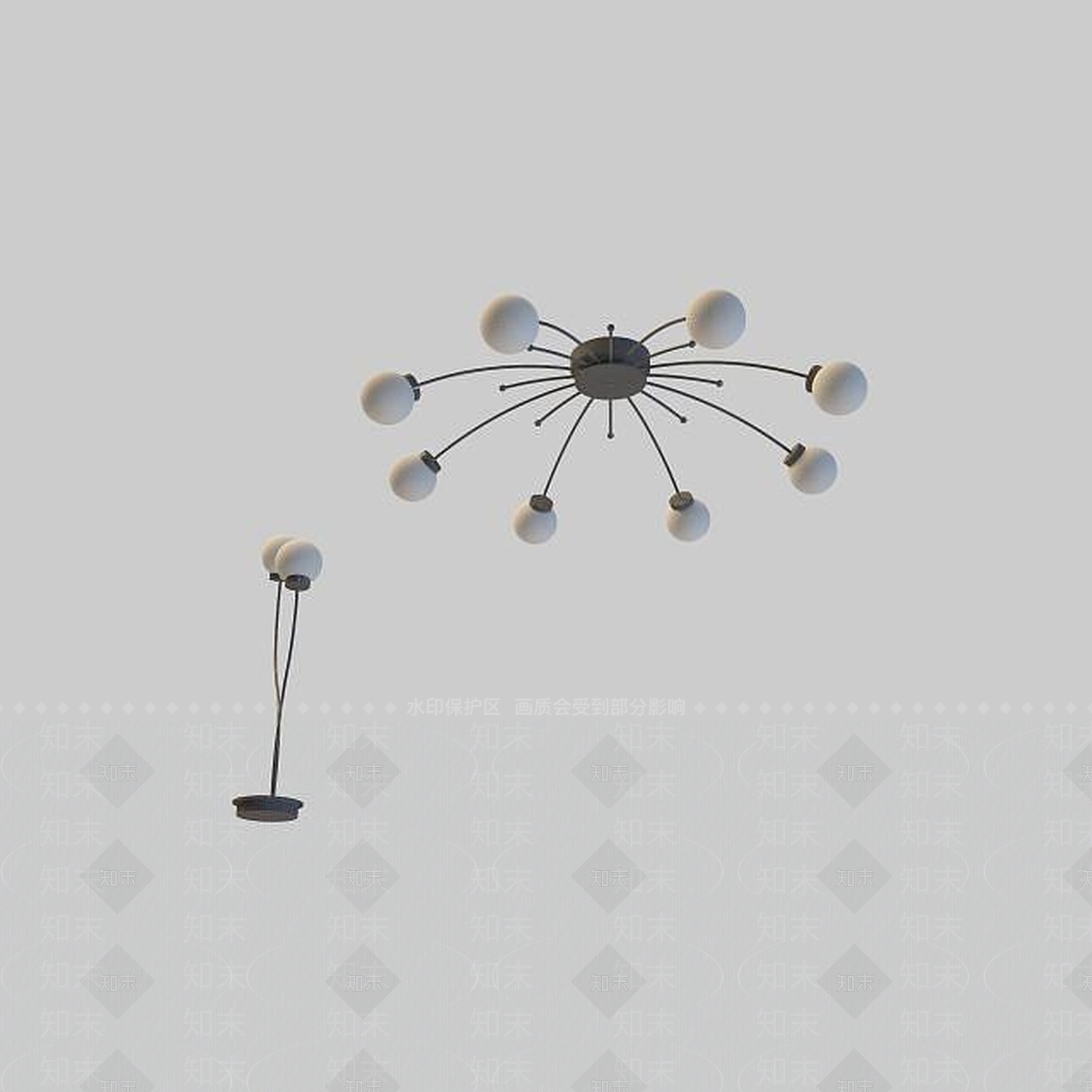 现代灯具组合3D模型下载【ID:1199351729】